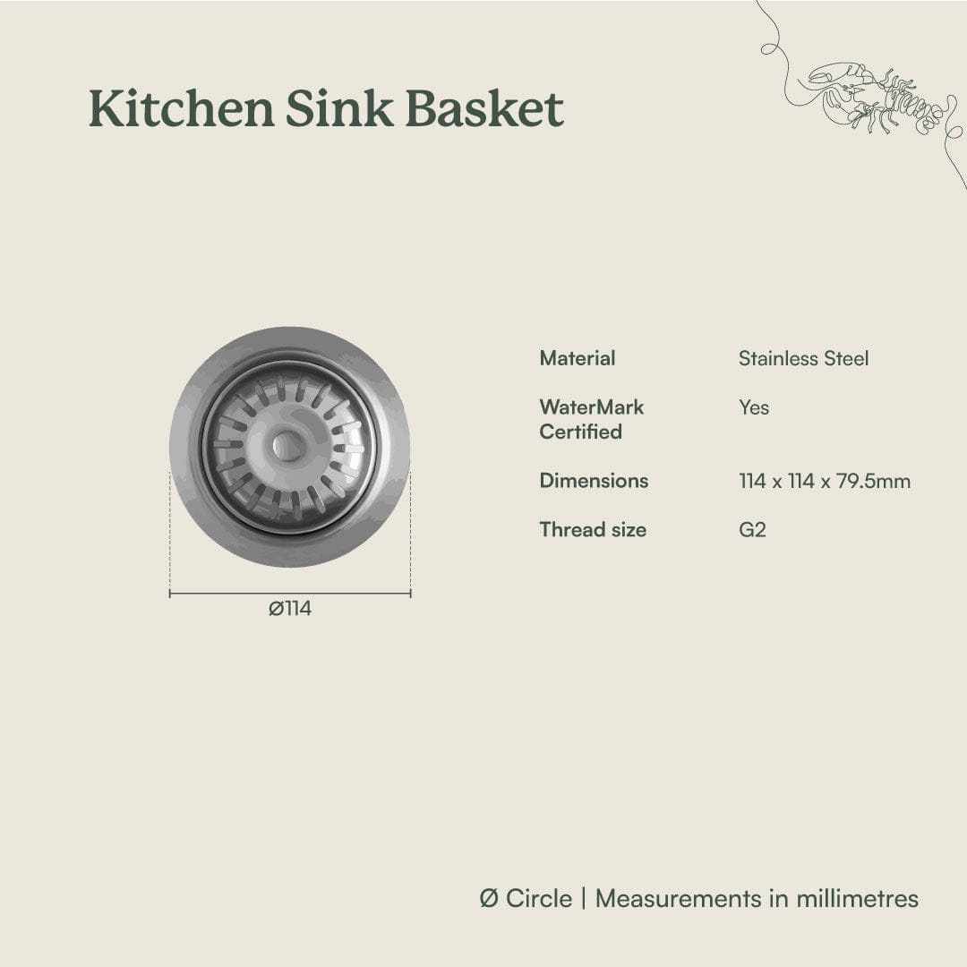 Stainless Steel Kitchen Sink Basket with Warm Brushed Nickel Finish - Durable Drain Strainer for Food Scraps & Dishwashing (Perfect for Farmhouse, RV & Apartment Sinks)