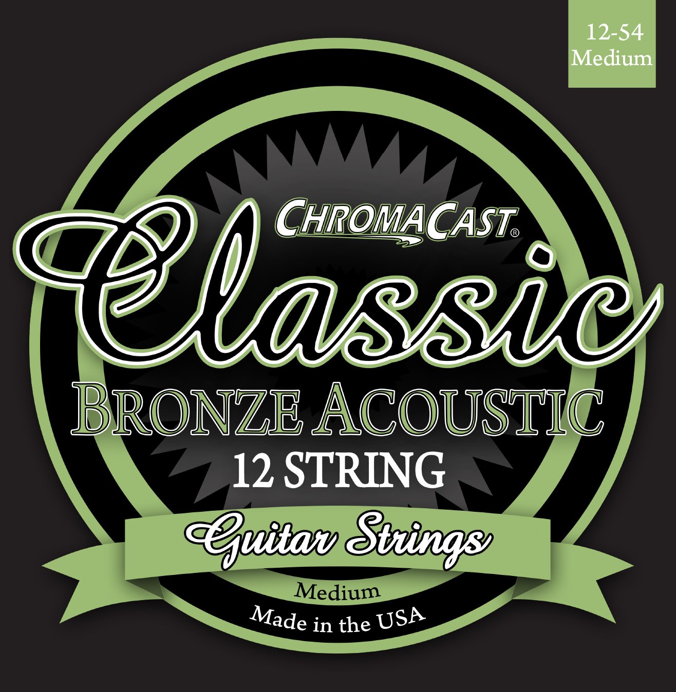 ChromaCast CC-GS-CB-M-12 80/20 Bronze Coated Acoustic Guitar Strings - Medium Gauge for Warm Tone & Longevity | Perfect for Studio Recording & Live Performances