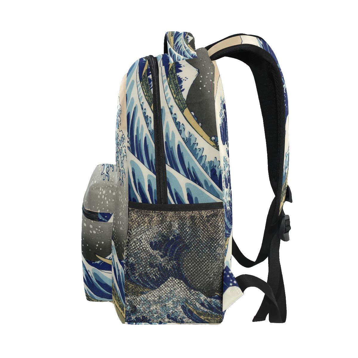 Premium WIHVE School Backpack - Great Wave Kanagawa Design Bookbag, Durable Travel Rucksack for Students & Commuters - Perfect for School, College, Work & Outdoor Adventures (One Size)