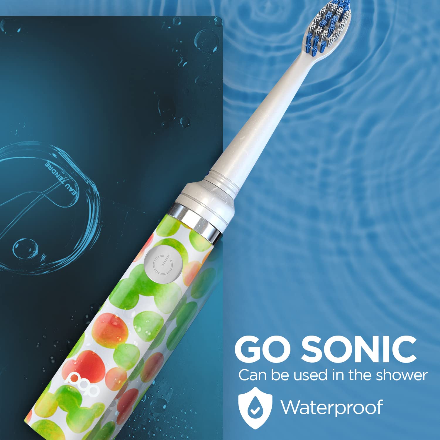 Pop Sonic Electric Toothbrush for Kids & Travel (Green) - 2 Speed Modes (15,000-30,000 RPM) with DuPont Nylon Bristles, Battery Powered - Perfect for Home, School & Vacation Use