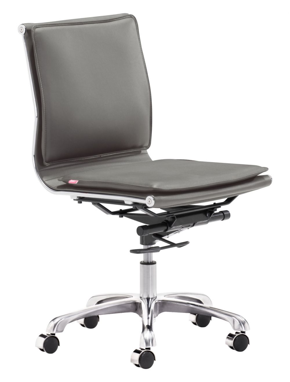 ZUO Lider Plus Armless Leather Office Chair - Ergonomic Modern Executive Desk Chair for Home & Office Workspace