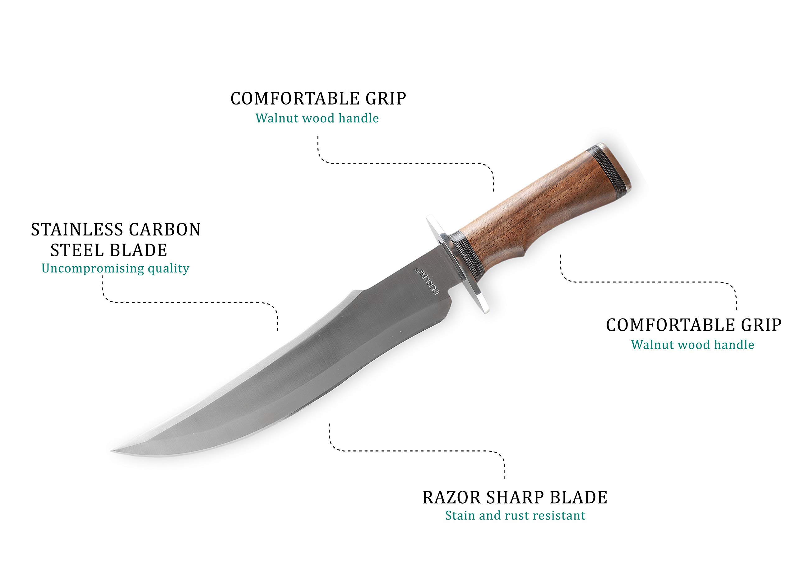 Perkin Knives - Premium Handmade Hunting Knife with 420C Stainless Steel Blade - Perfect for Outdoor Camping, Survival & Bushcraft Activities
