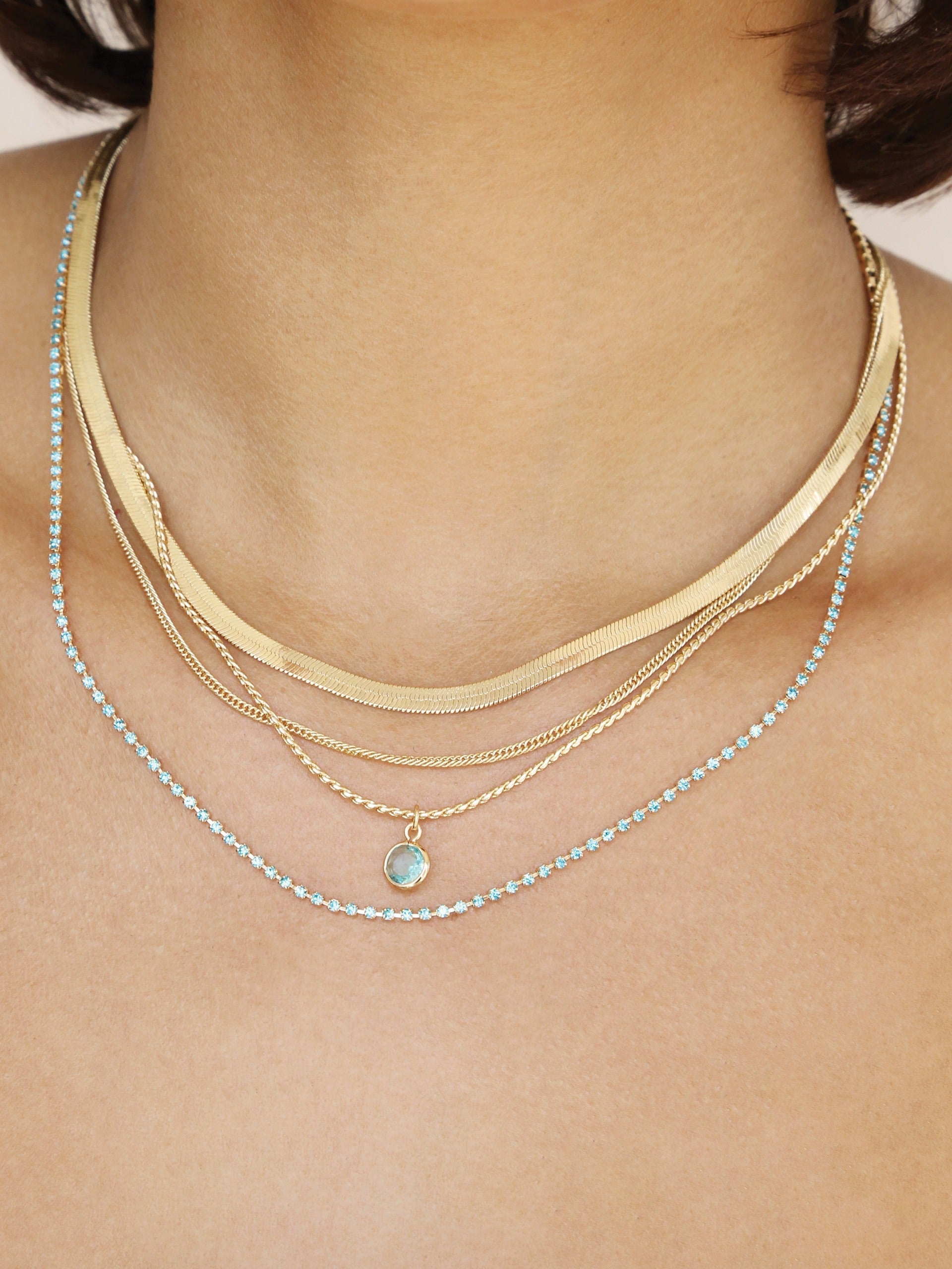 Elegant Aqua Layered Necklace for Women - Dainty Chain Jewelry for Everyday Wear, Perfect for Casual Outfits & Office Attire