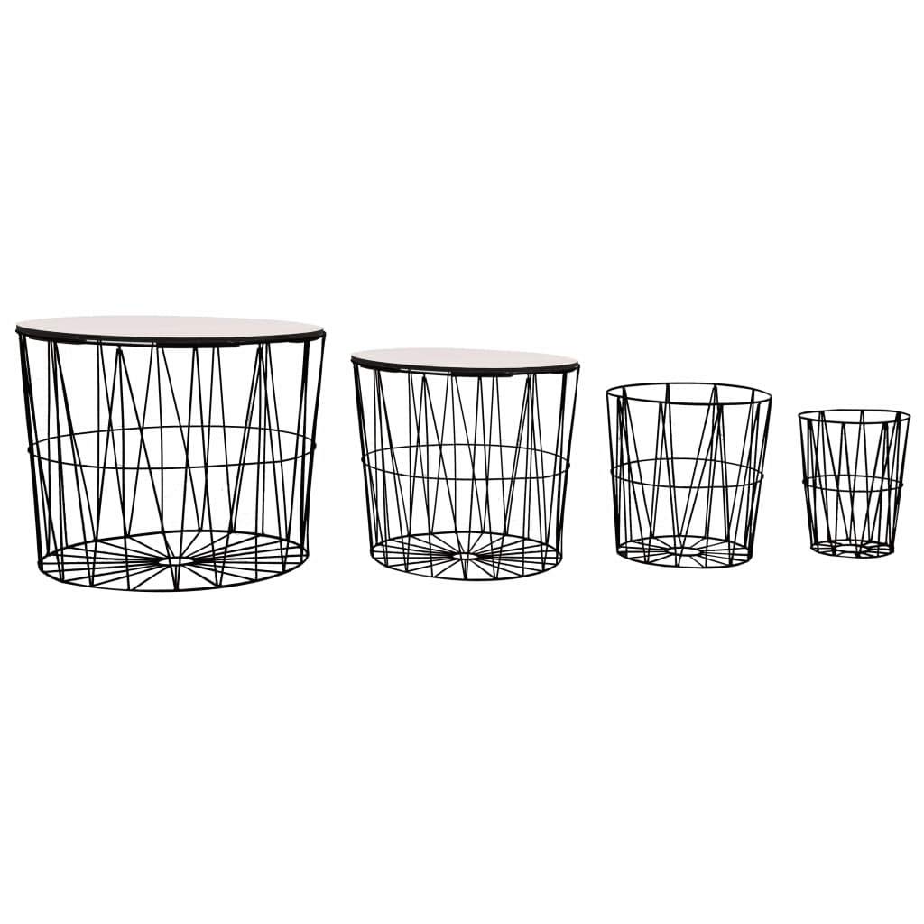FAMIROSA Modern Coffee Table Set of 4 - Black Wooden Living Room Furniture for Home Decor | Perfect for Living Room, Lounge, Office & Small Spaces