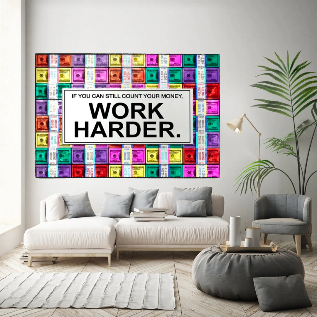 Work Harder Motivational Canvas Wall Art Poster - Inspirational Office & Home Decor for Productivity & Success
