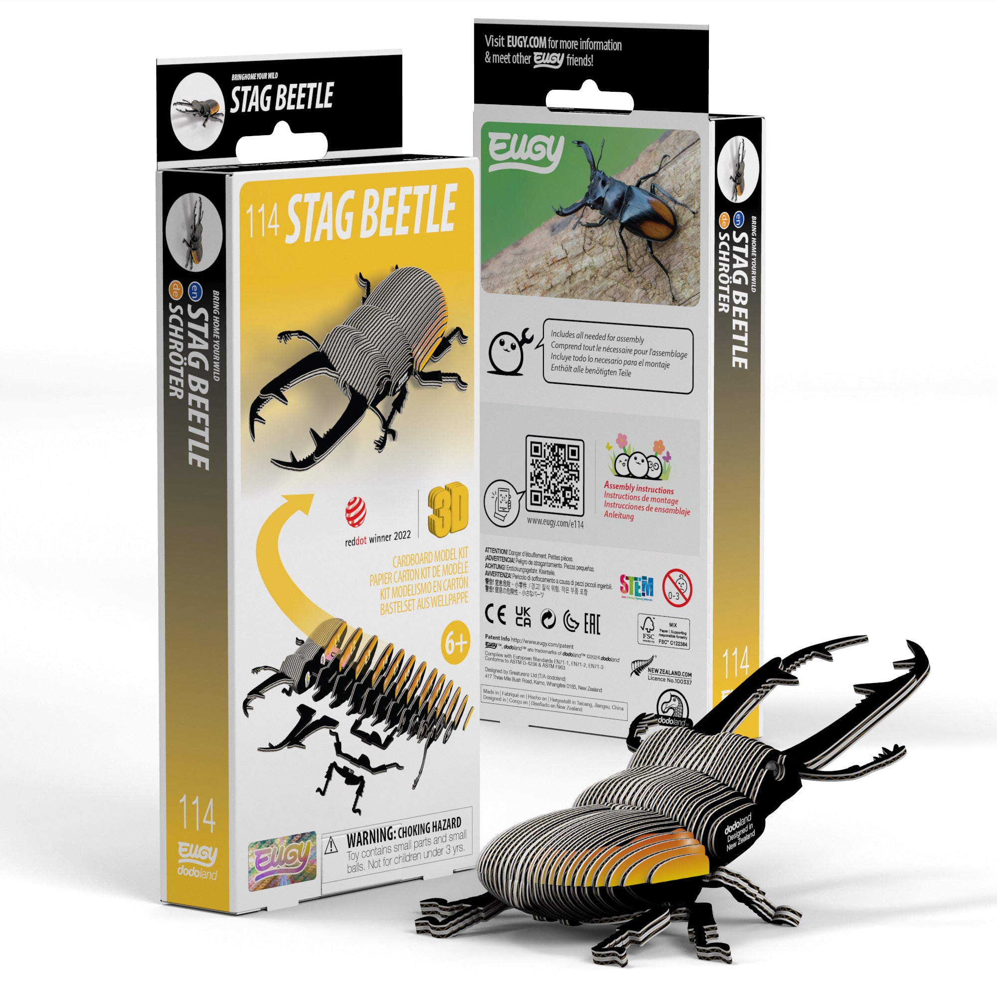 EUGY Stag Beetle 3D Puzzle Model Kit - DIY Educational Toy for Kids & Adults - Fun STEM Activity for Home, School & Office Decoration