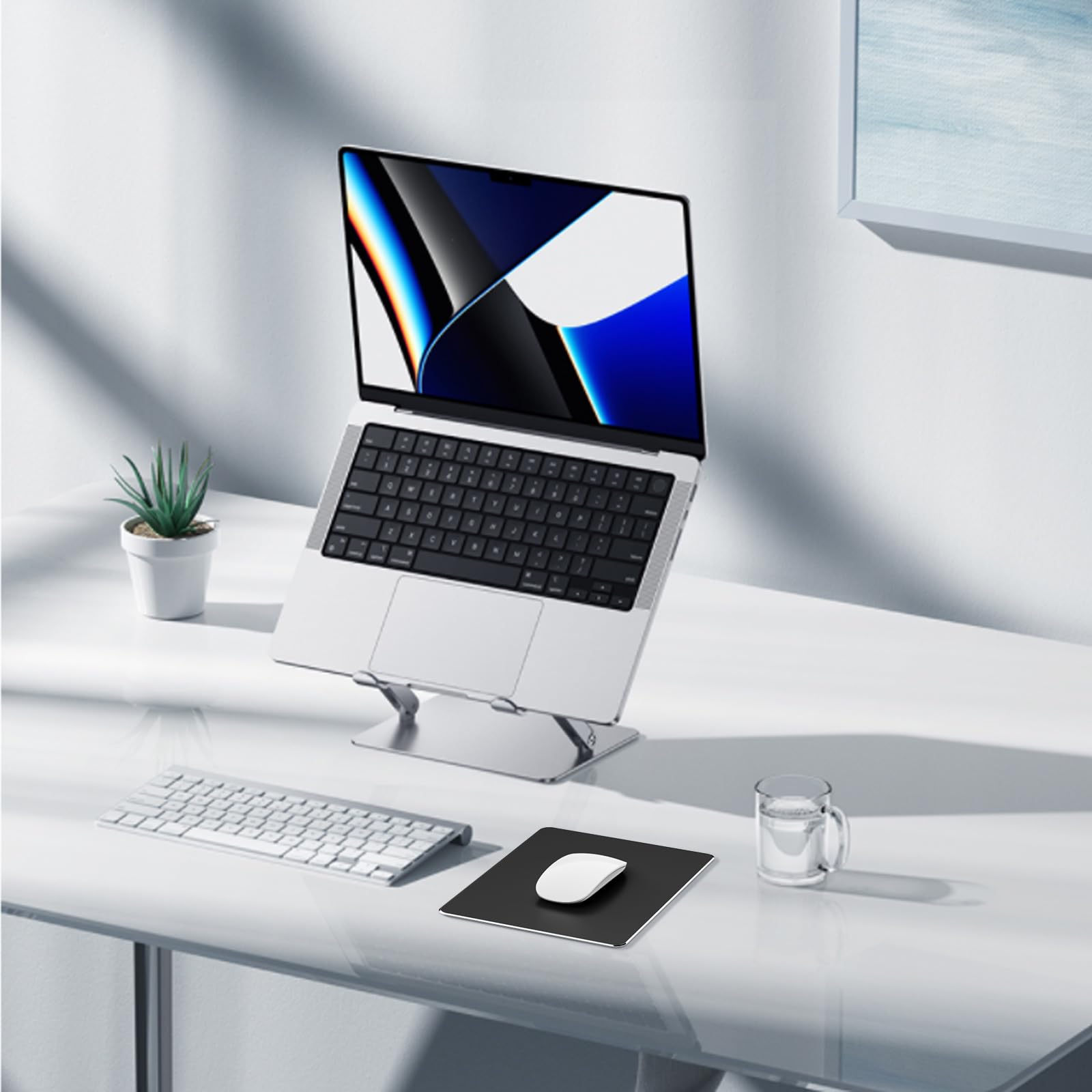 Premium HONKID Aluminum Hard Metal Mouse Pad - Non-Slip Rubber Base for MacBook Pro/Air & Magic Mouse - Durable Office & Gaming Surface for Home, Travel & Workspace (Black)