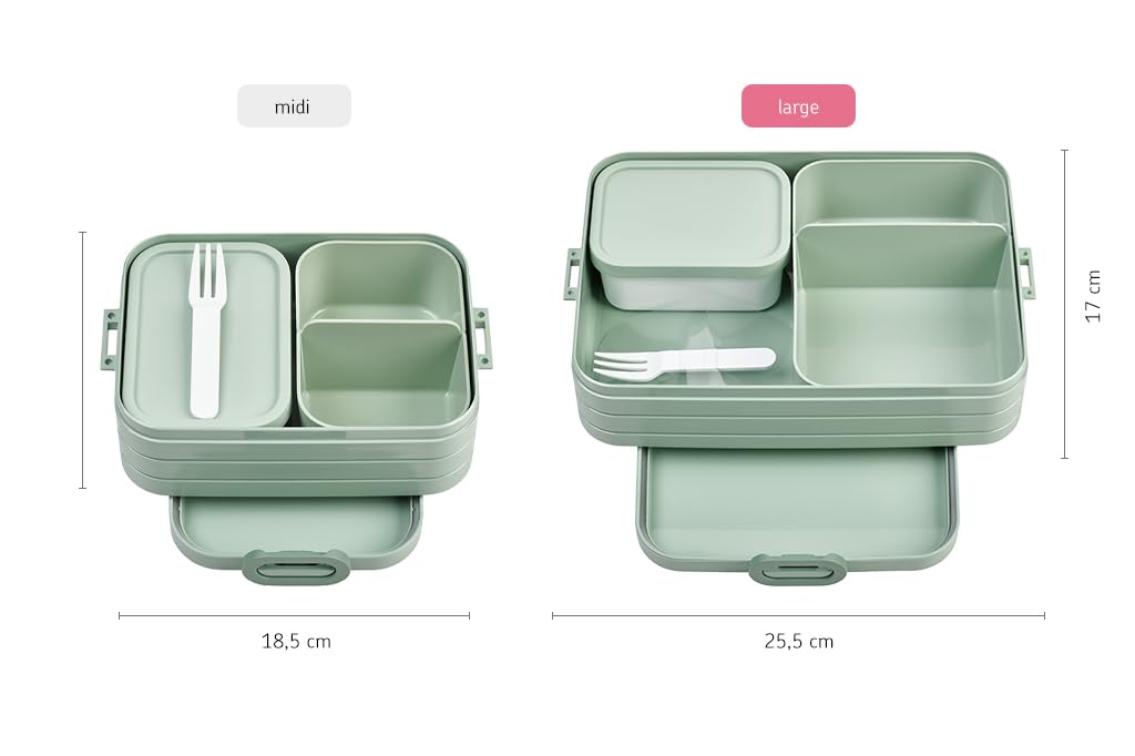 Mepal Large Bento Lunch Box for Adults - 4 Sandwiches or 8 Bread Slices Capacity - Perfect for Sandwiches, Snacks & Leftovers - Nordic Sage Design - Ideal for Office, School & Picnic Lunch Storage