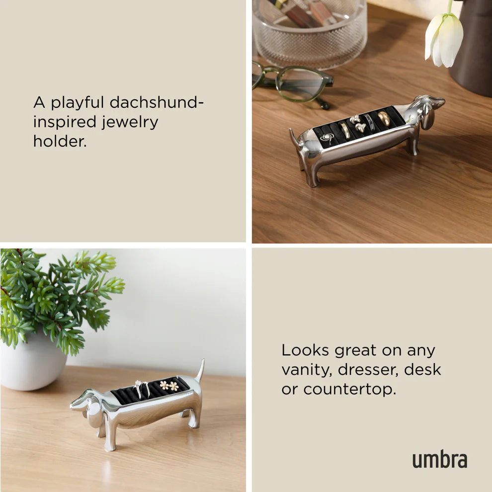 Dachsie Ring Holder - Elegant Jewelry Organizer for Rings, Earrings & Small Accessories - Perfect for Bathroom, Bedroom & Travel