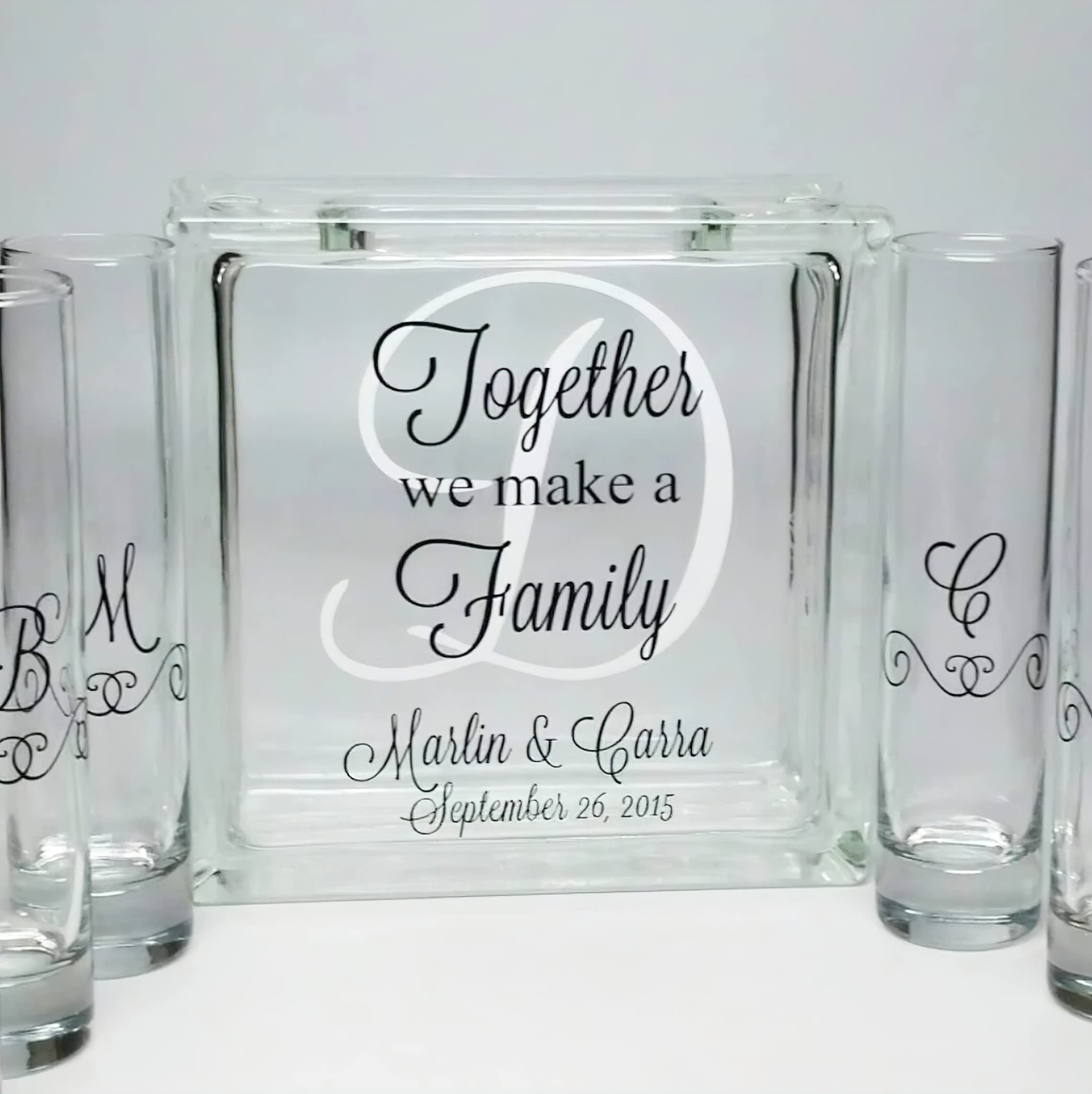 Personalized Blended Family Sand Ceremony Set - Engraved Glass Unity Sand Kit for Weddings with Lid & Sand - Unique Wedding Keepsake & Unity Candle Alternative - Perfect for Blended Family Ceremonies, Vow Renewals, and Special Occasions