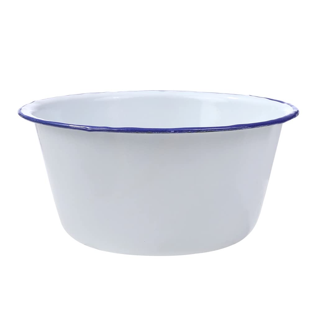 Vintage Enamel Bowls Set of 5 - Durable Salad, Noodle, Rice, Popcorn & Soup Bowls - Beige 14x7cm - Perfect for Kitchen, Picnics & Party Serving