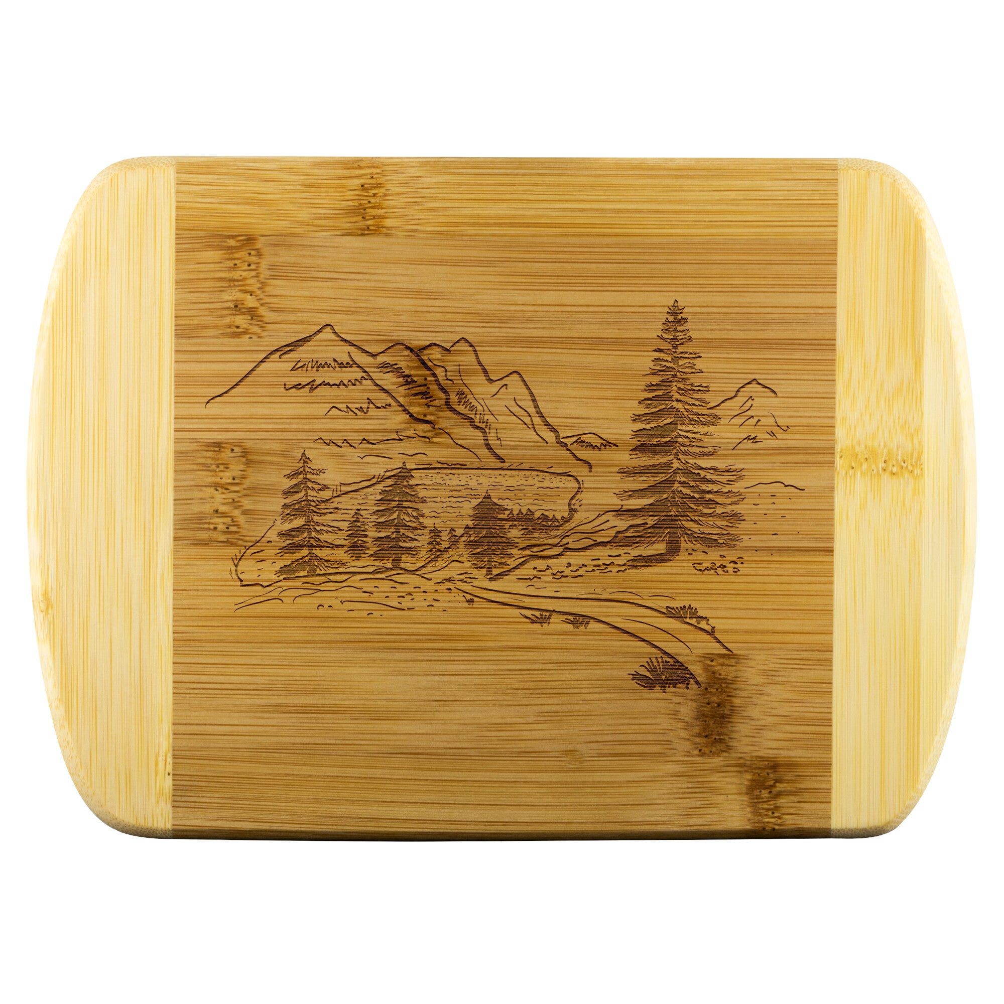 Organic Bamboo Cutting Board with Mountain Valley Design - Durable Kitchen Chopping Board for Cooking, Serving & Decor - Perfect for Housewarming, Cabin, Lodge & Rustic Kitchen Decor
