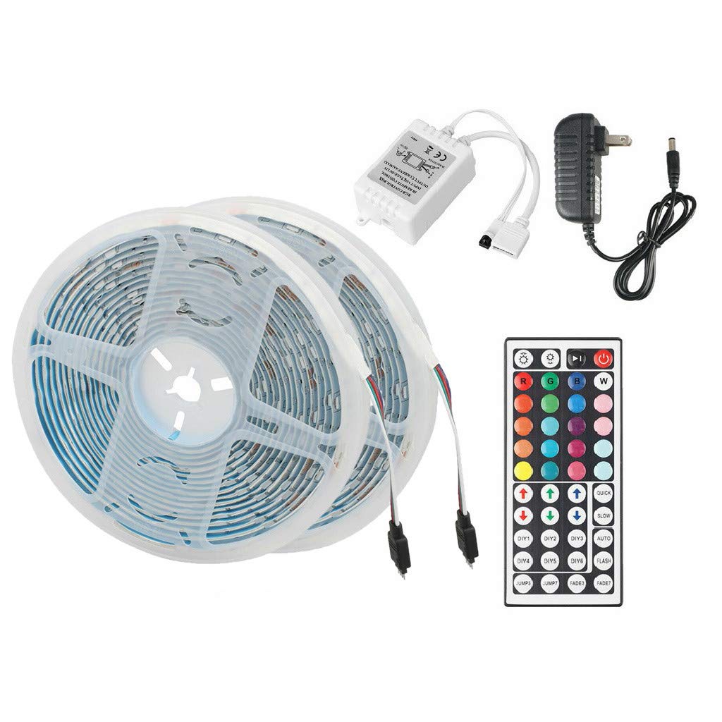 5050 RGB LED Strip Lights 10M/32.8FT, 12V DC SMD Remote Control Kit - Waterproof Outdoor String Lights for Home, Garden, Party & Christmas Decoration (White)