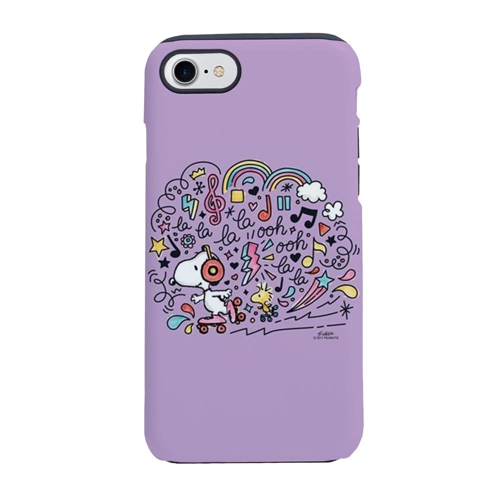 Snoopy Skating to Music iPhone 8/7 Case - Durable Protective Hard Shell Phone Cover - Cute Cartoon Dog Design - Perfect Gift for Peanuts Fans & Music Lovers (Use for Daily Protection, School, Work, Travel)