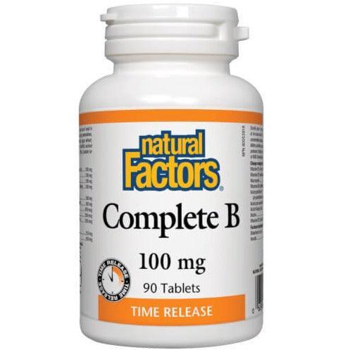 Natural Factors Complete B Time Release 100mg - 90 Tablets | High Potency B-Complex Vitamins for Energy, Stress Relief & Metabolism Support | Perfect for Busy Professionals & Active Lifestyles