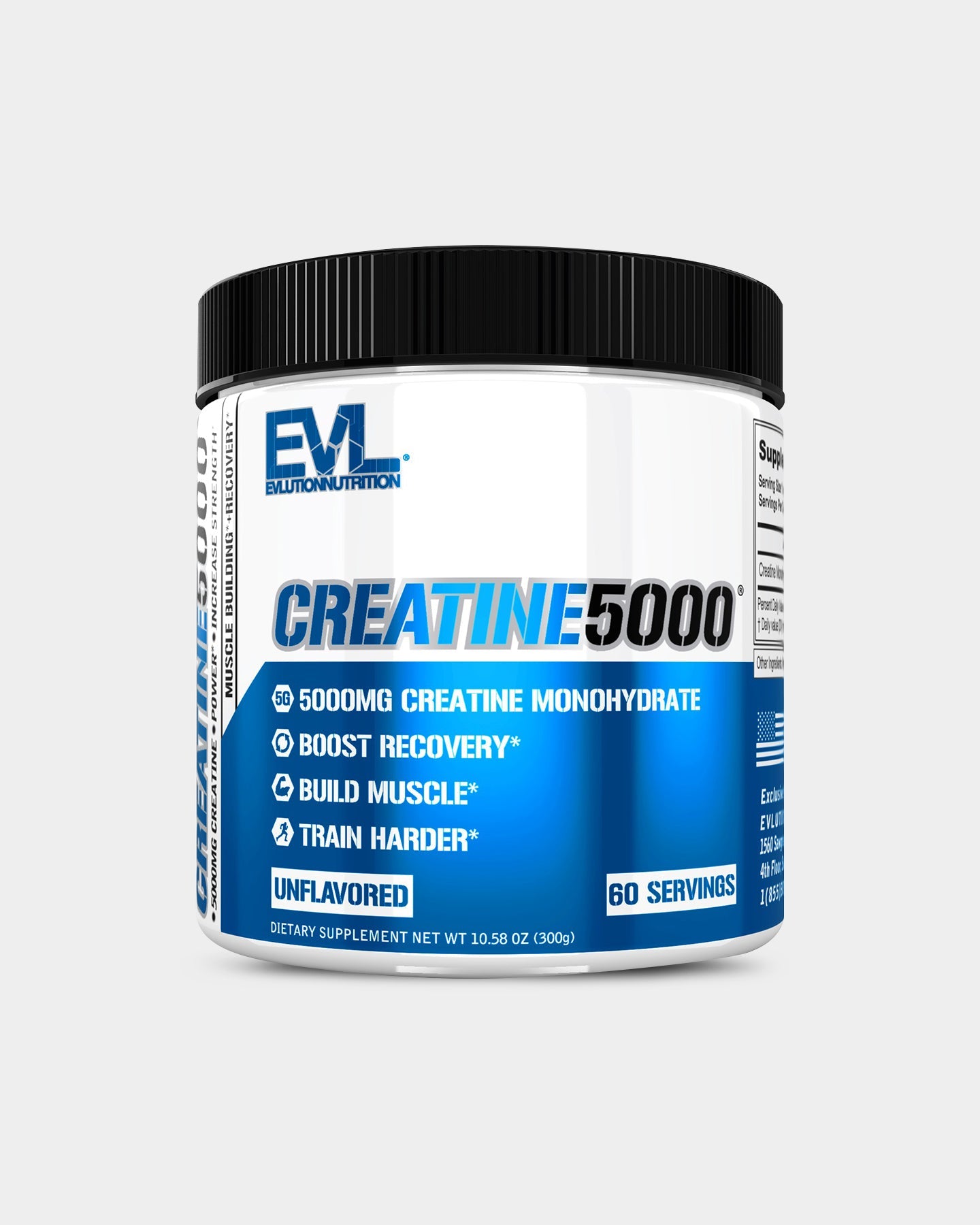 EVLUTION NUTRITION Creatine 5000 Powder - Premium Micronized Creatine Monohydrate for Muscle Growth, Strength & Recovery - Unflavored Pre & Post Workout Supplement for Athletes & Bodybuilders