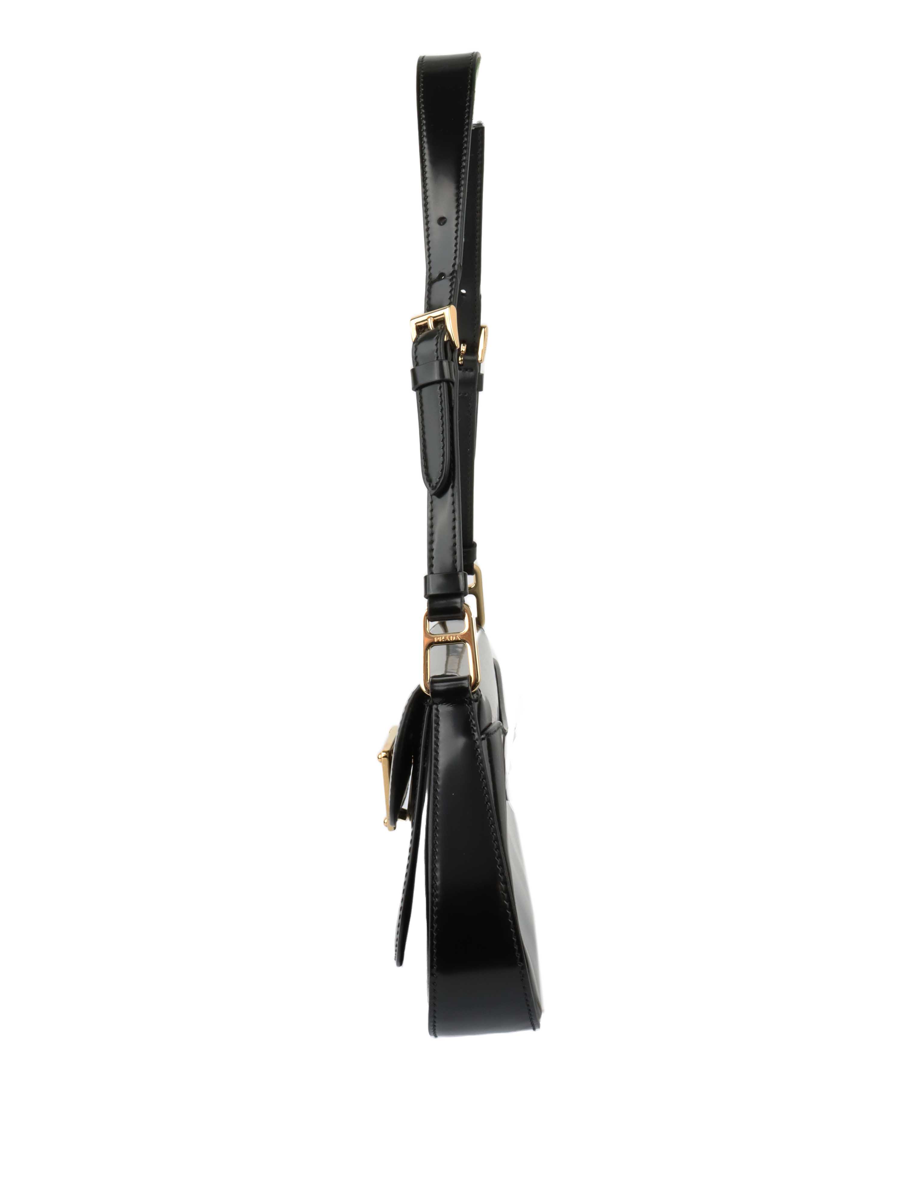 Prada Black Leather Shoulder Bag for Women - Luxury Designer Handbag Purse for Work, Travel & Everyday Use