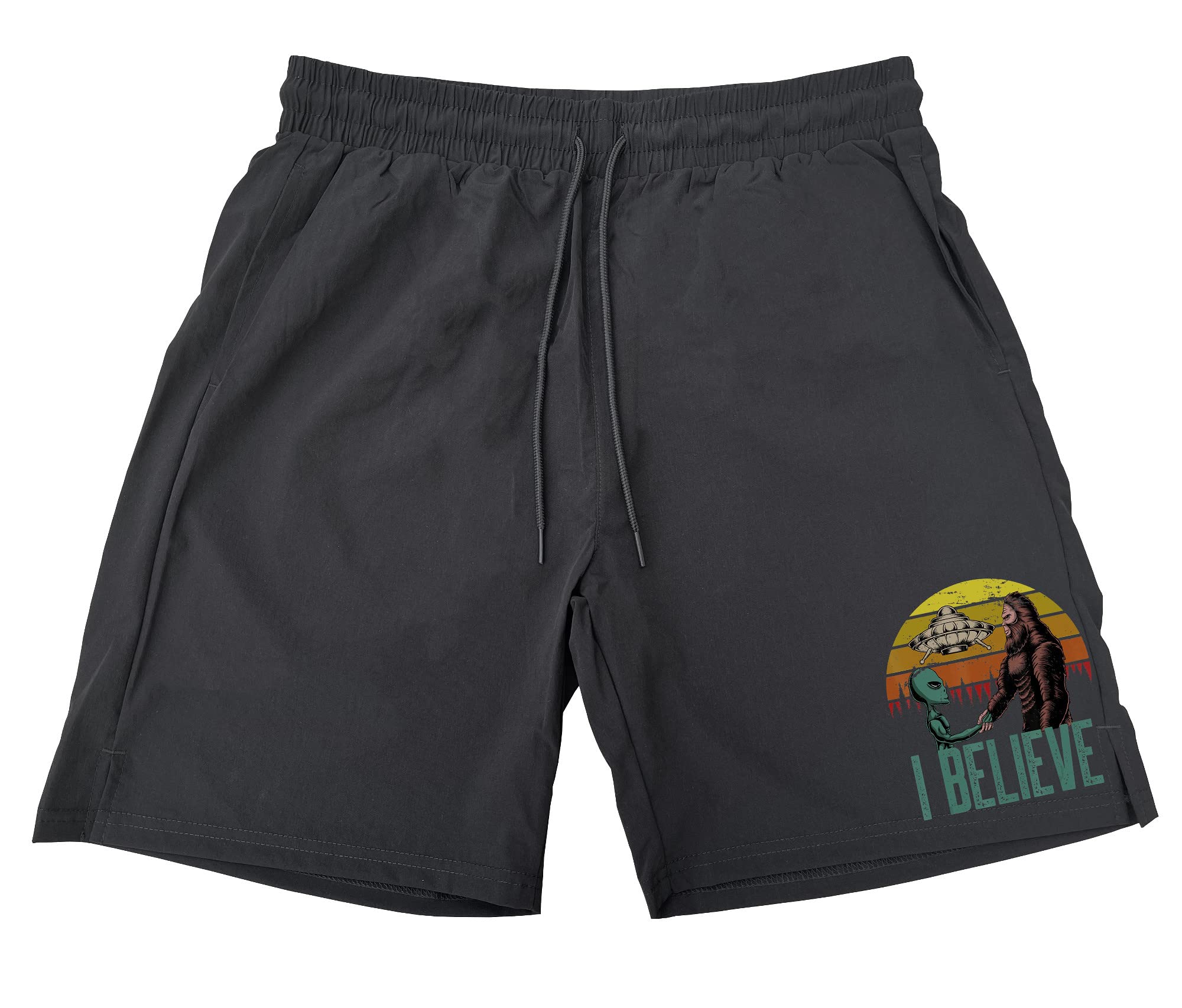 Koyotee Men's Bigfoot Alien Conspiracy Athletic Running Shorts - Breathable Nylon Workout Shorts for Gym, Jogging & Outdoor Activities