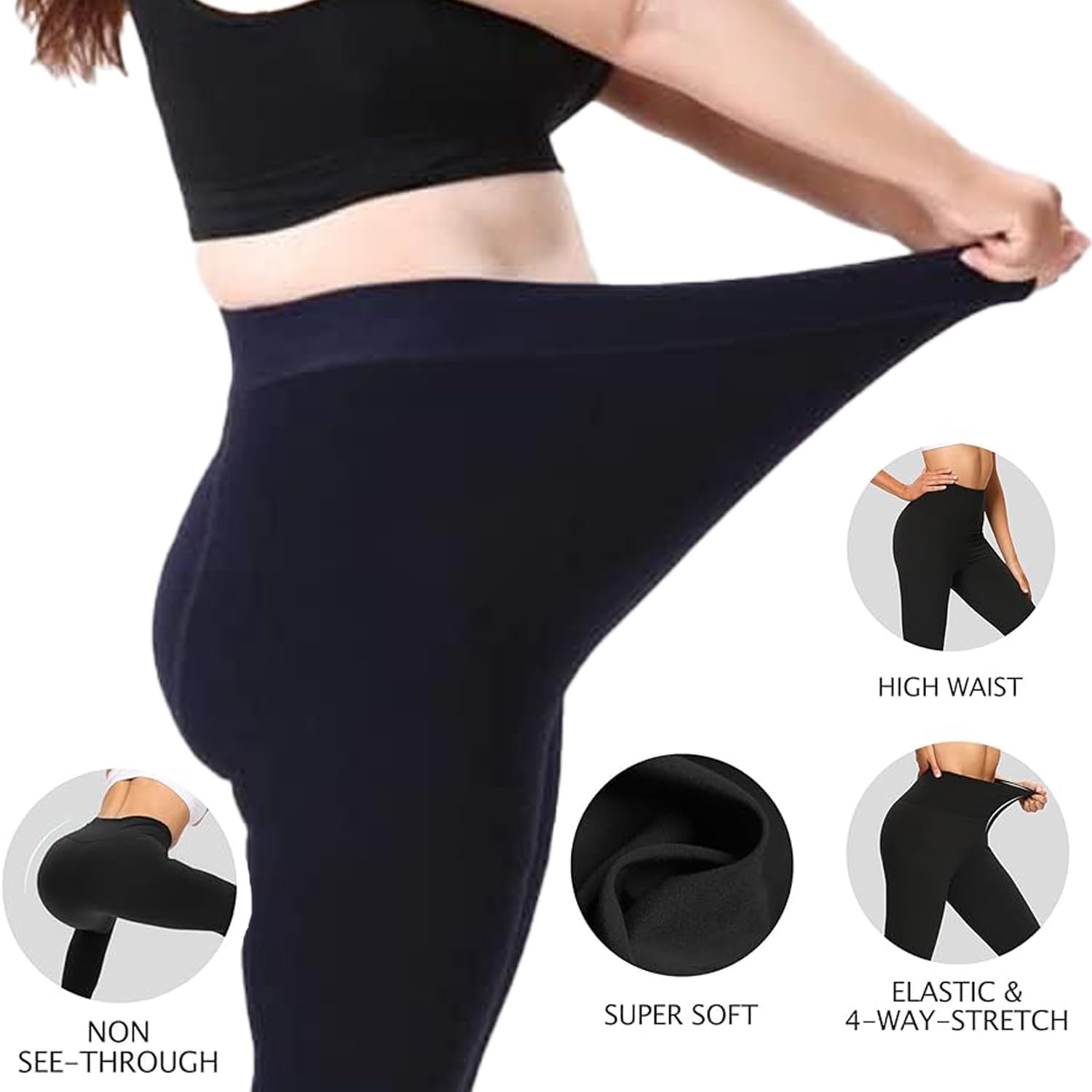 Women's Fleece-Lined Thermal Leggings - Warm Winter Tights for Gym & Running