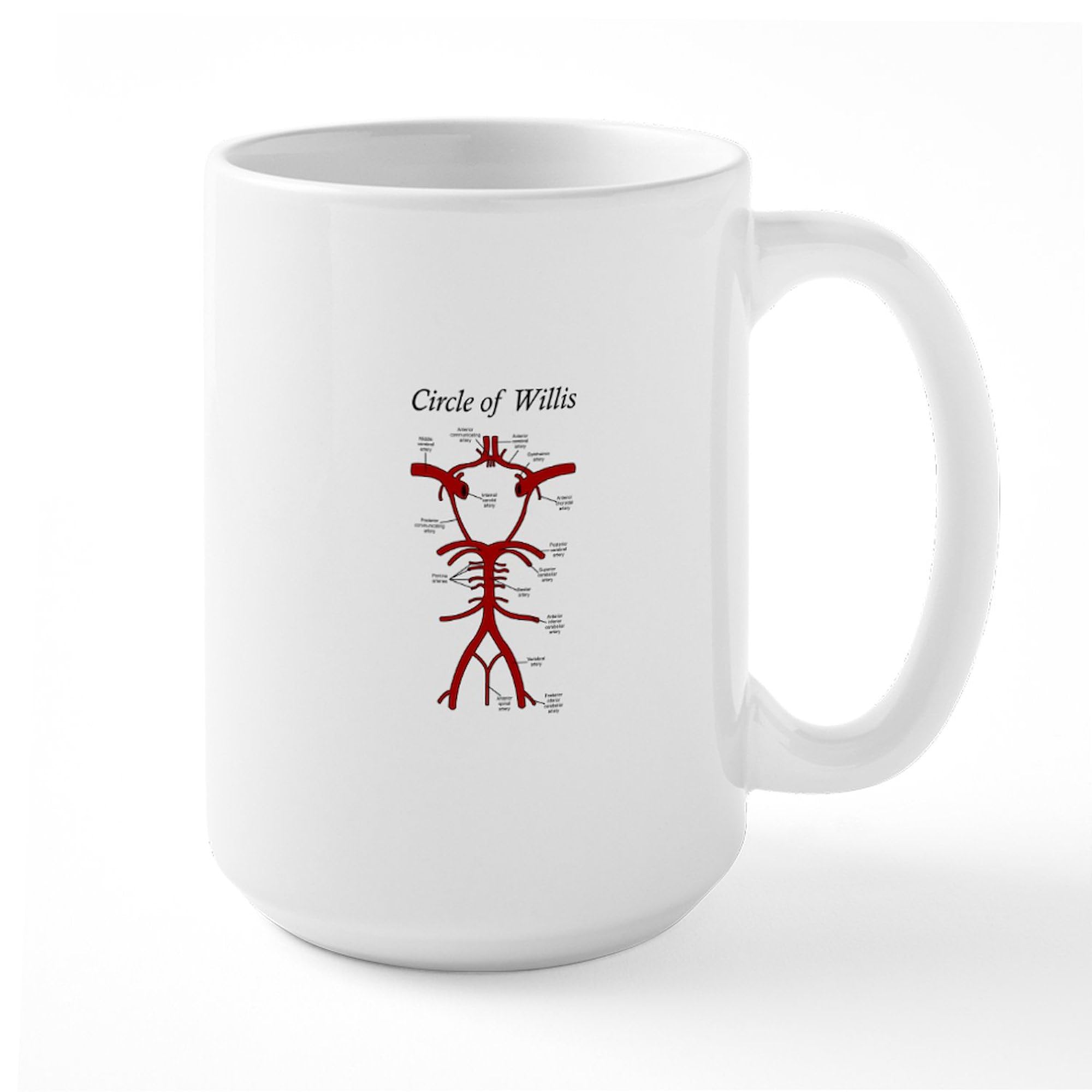 Circle of Willis 15 oz (444 ml) Ceramic Coffee Mug - Funny Neurology Gift for Doctors, Nurses & Medical Students - Perfect for Coffee, Tea or Hot Chocolate at Home or Office
