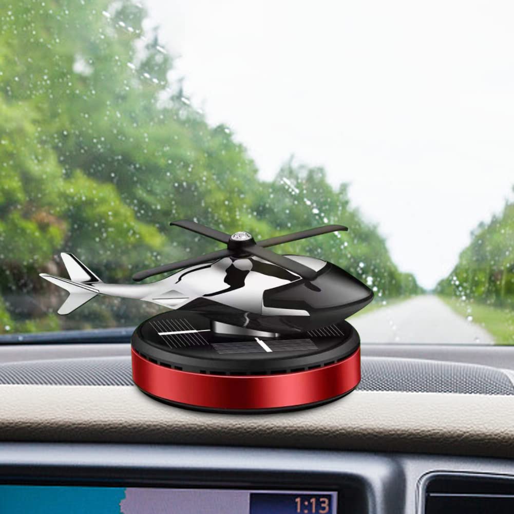 SEADEAR Solar-Powered Rotating Airplane & Helicopter Car Aroma Diffuser - Car Air Freshener & Decorative Ornament for Dashboard, Home, Office - Eliminates Odors with Natural Fragrance | Perfect for Car Interiors, Work Desks & Gift Giving