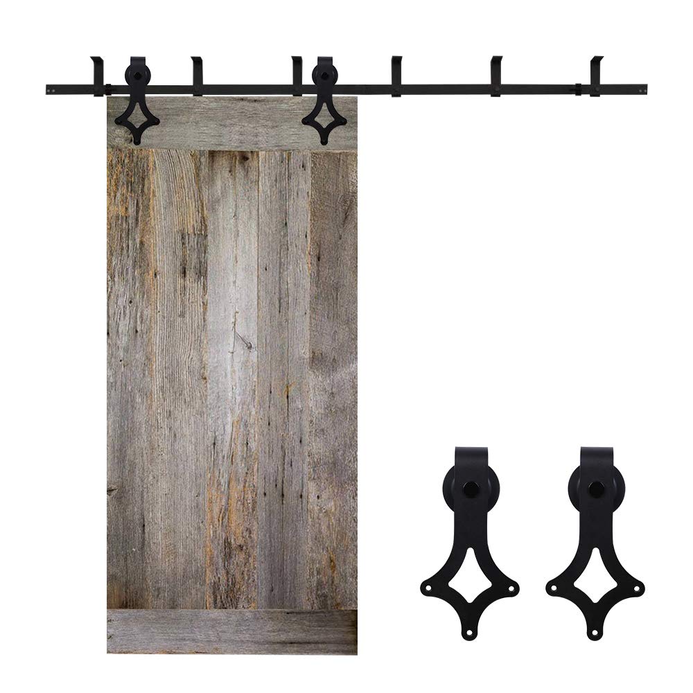 4-12FT Sliding Barn Door Hardware Kit - Ceiling Mount Style with 7.5FT Rails for 45