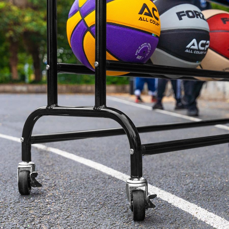 FORZA Portable Sports Ball Storage Cart & Cage - Holds Up to 40 Basketballs, Footballs, Volleyballs | Durable Ball Organizer for Gym, School, Sports Teams & Home Use