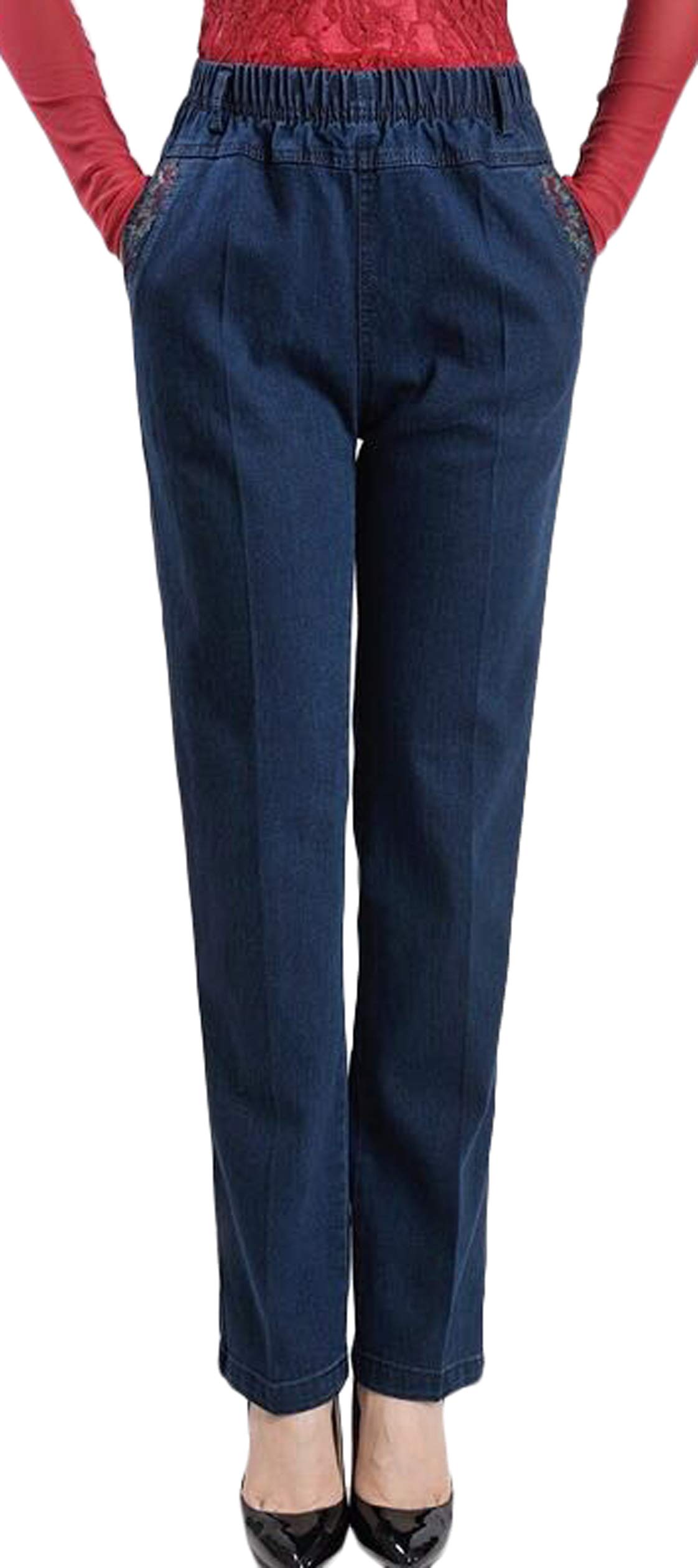 Youhan Women's Stretchy Elastic Waist Pull On Jeans - Comfortable Casual Pants for Everyday Wear, Work & Travel
