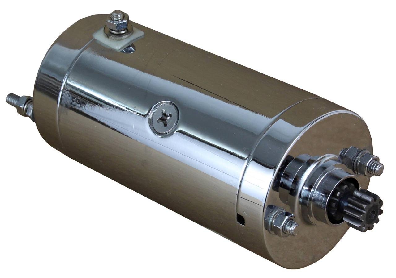 RAREELECTRICAL New Chrome Starter Motor Compatible With 1941-1976 Harley Davidson FL FLH Prestolite 31458-66 P66A - Perfect for Vintage Motorcycle Restoration & Classic Bike Upgrades
