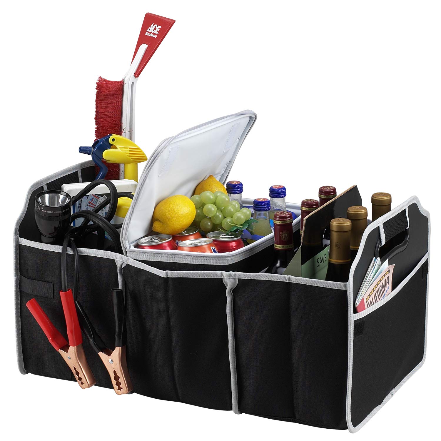 Premium Trunk Organizer & Picnic Bag Set for Outdoor Travel, Camping, and Road Trips - Durable & Spacious (Black)