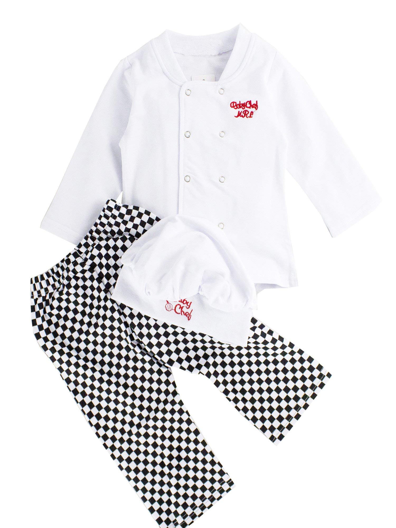 Baby Unisex Chef Costume Set - 3-Piece Cooking Outfit with Pants & Hat for Toddlers | Perfect for Halloween, Dress-Up, and Pretend Play