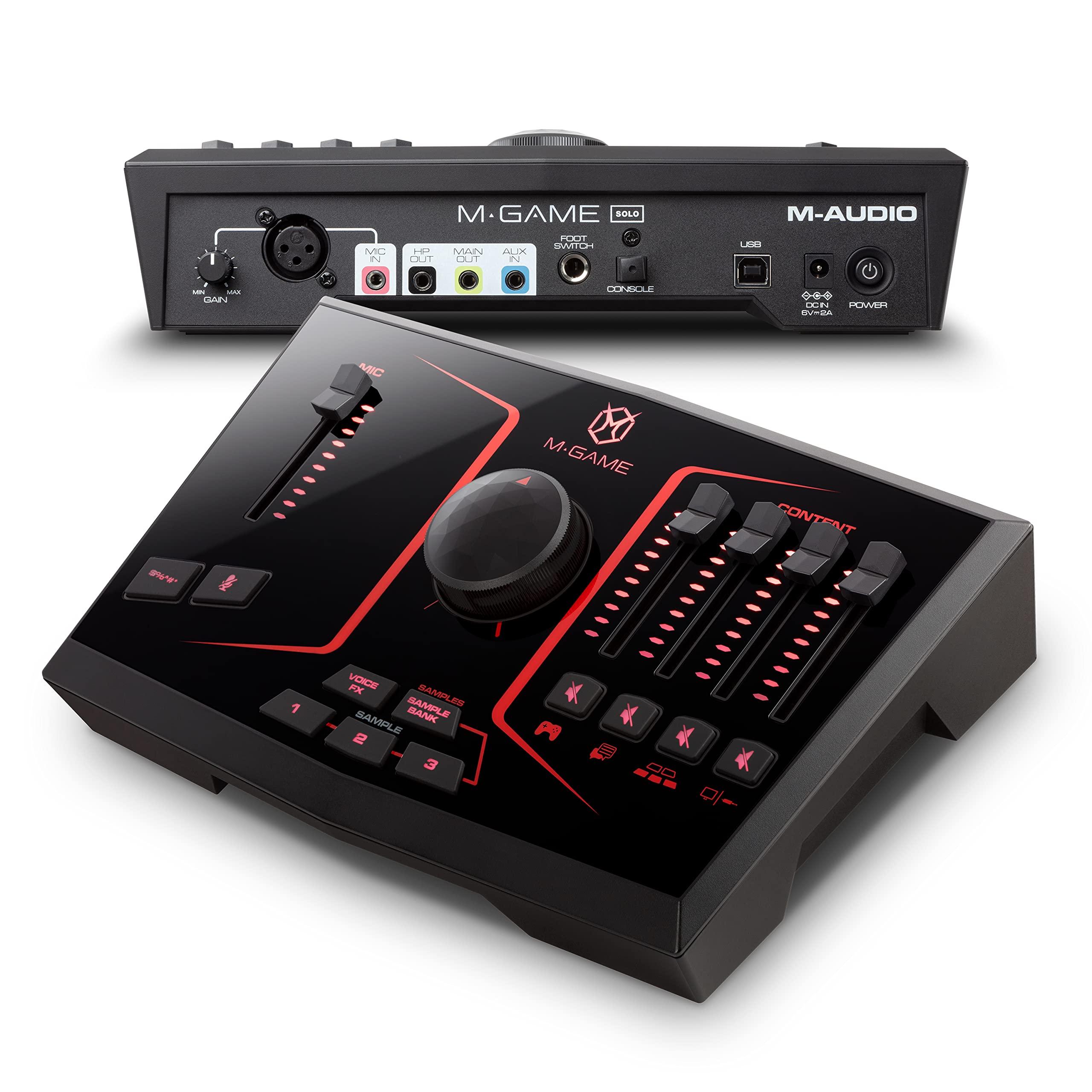 Solo USB Audio Interface Mixer for Streaming & Gaming - XLR Mic Input, Optical Input, Voice Effects, Sampler, LED Lights & Software - Perfect for Podcasting, Live Streaming & Music Production