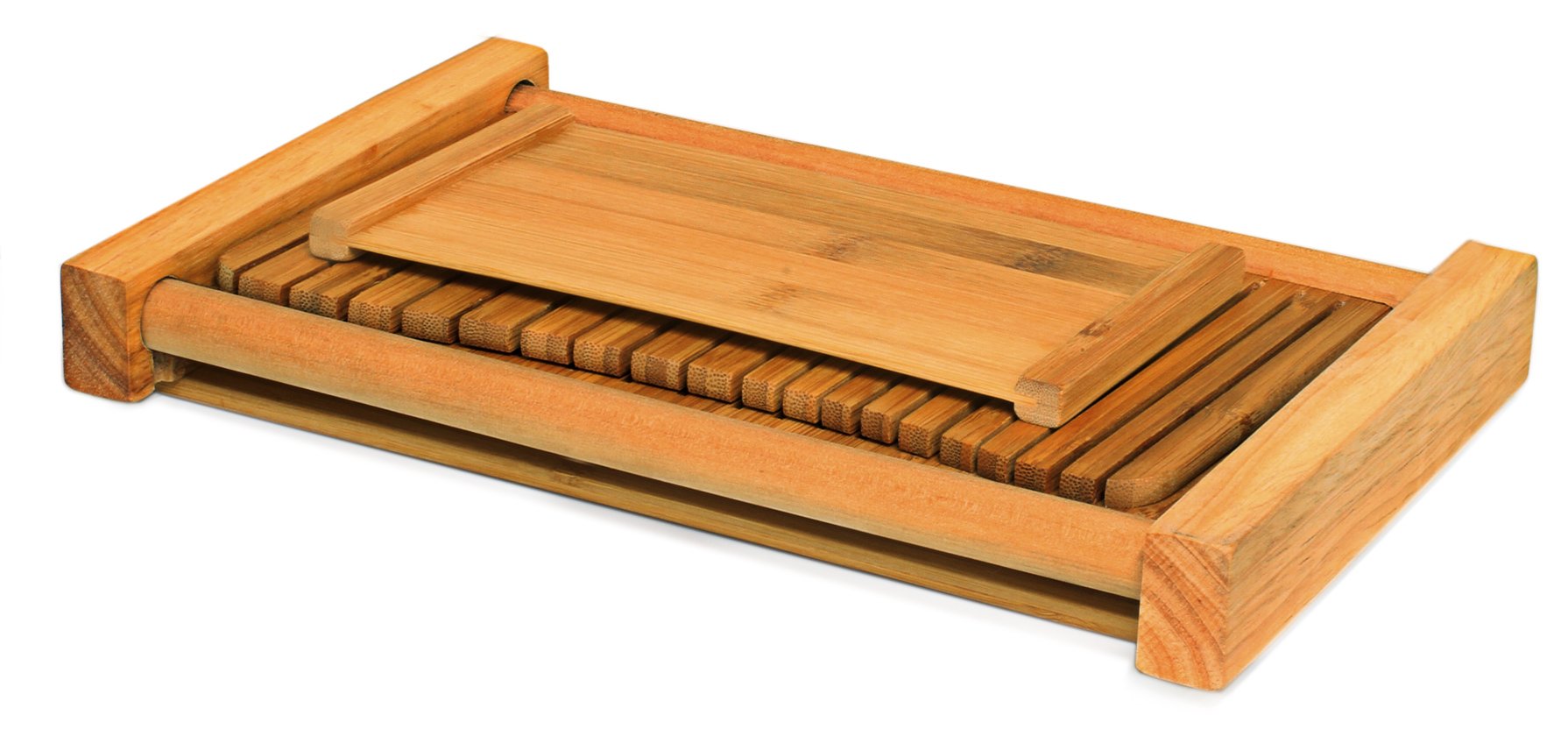 DB-Tech Bamboo Wood Compact Foldable Bread Slicer - Perfect for Kitchen, Camping & Small Spaces - Easy Storage & Portability