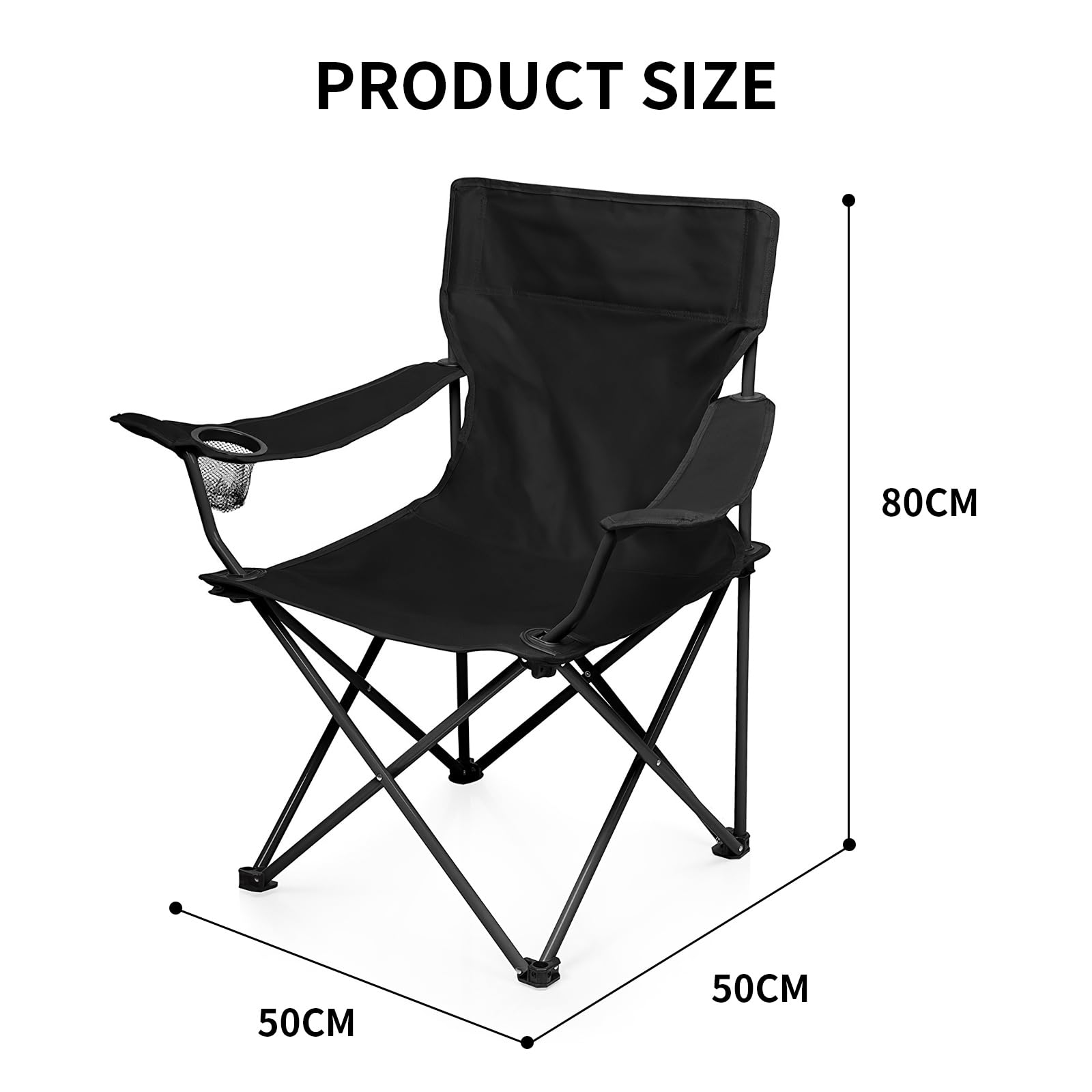 Heavy Duty Camping Chairs for Adults - Portable Folding Chair with Cup Holder & Carry Bag, 300Lbs Weight Capacity - Perfect for Beach, Lawn, Backyard, Hiking & Outdoor Activities
