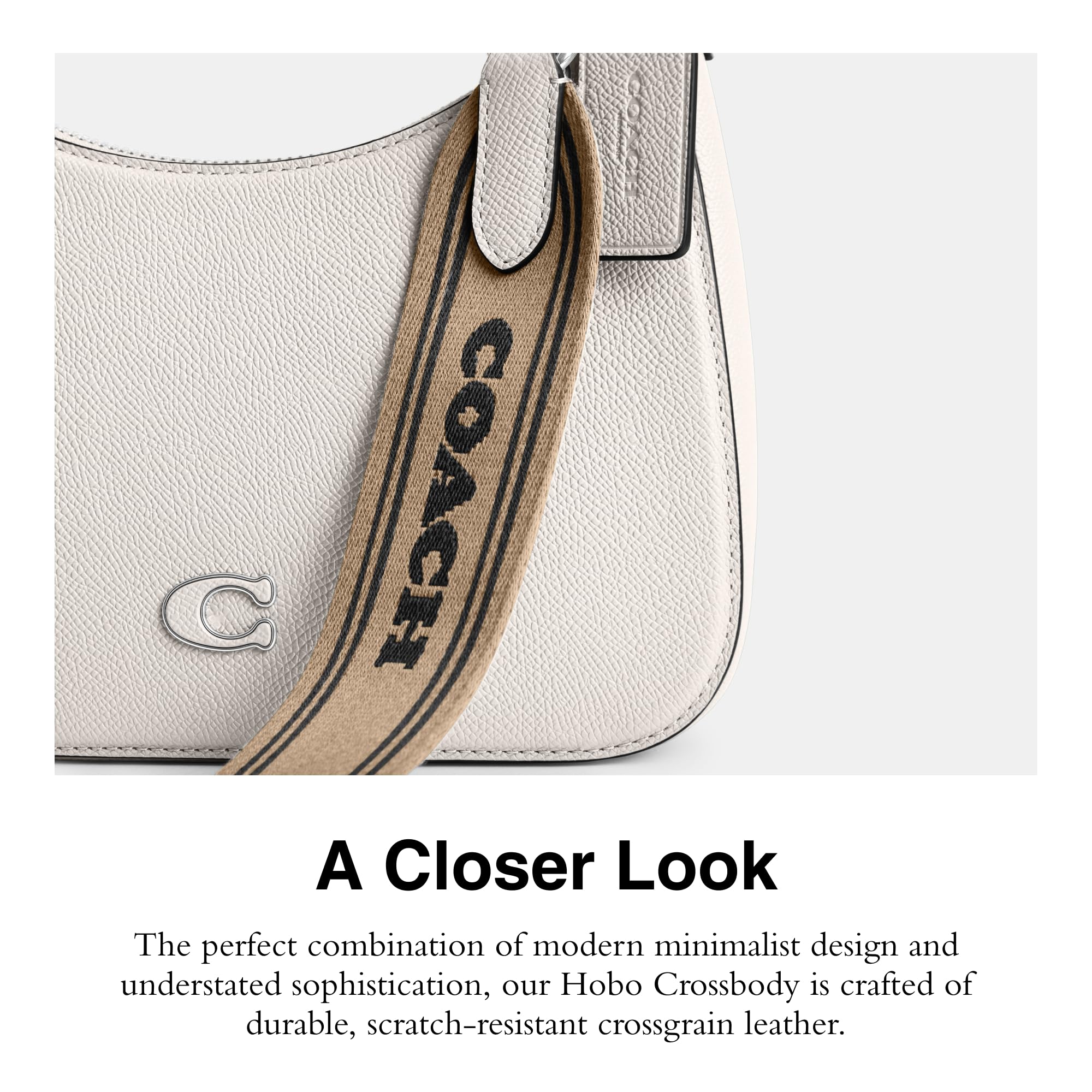 Coach Unisex Hobo Crossbody Bag in Durable Crossgrain Leather - Perfect for Work, Travel & Everyday Use