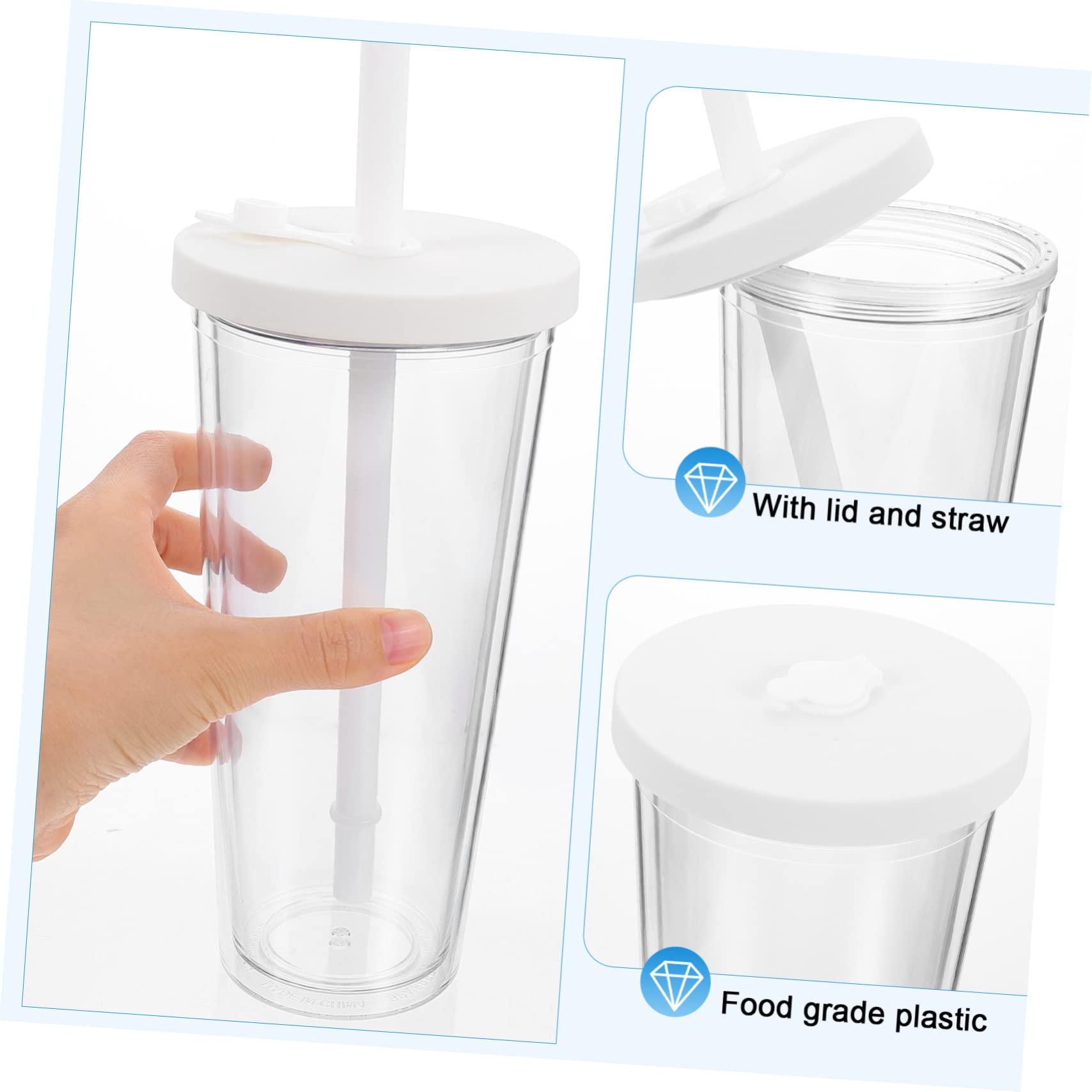 4 Sets Glass Sippy Cups with Straw & Black Lid - Reusable Milk Tea Tumblers, Travel Drinking Glasses for Cold Beverages, Iced Coffee & Smoothies - Perfect for Office, Home & Outdoor Activities (Color: White)