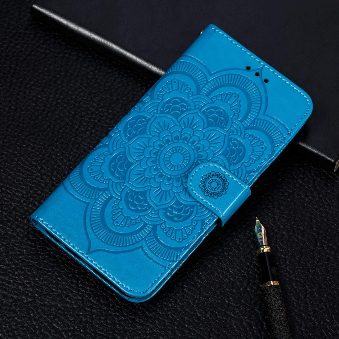 Premium Mandala Embossed Leather Phone Case for Samsung Galaxy A20e - Multi-Functional Flip Cover with Card Slots, Wallet, Photo Frame & Lanyard (Rose Gold) | Stylish Protection for Everyday Use, Travel & Work