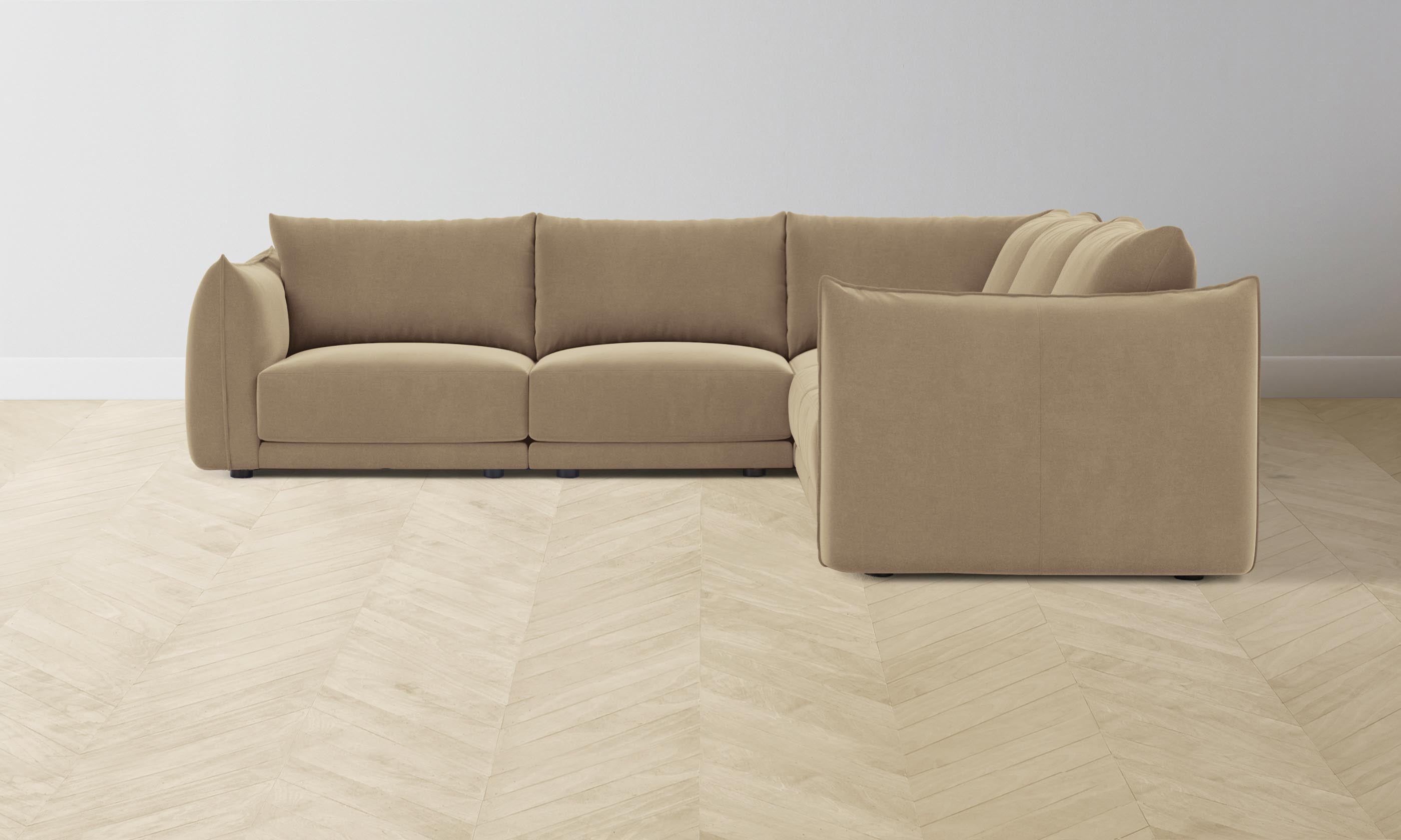 Jones Modular Sectional Sofa - Mohair Almond Fabric | Luxurious & Customizable Living Room Furniture for Home Theater & Family Gatherings