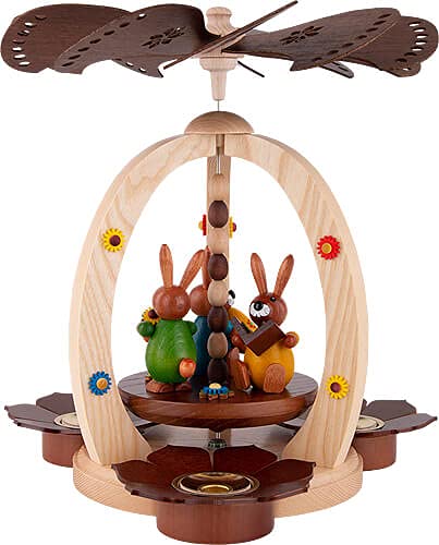 1-Tier Easter Bunny Pyramid Decor - 11.4 Inch Spring Table Centerpiece for Home, Party & Easter Celebrations