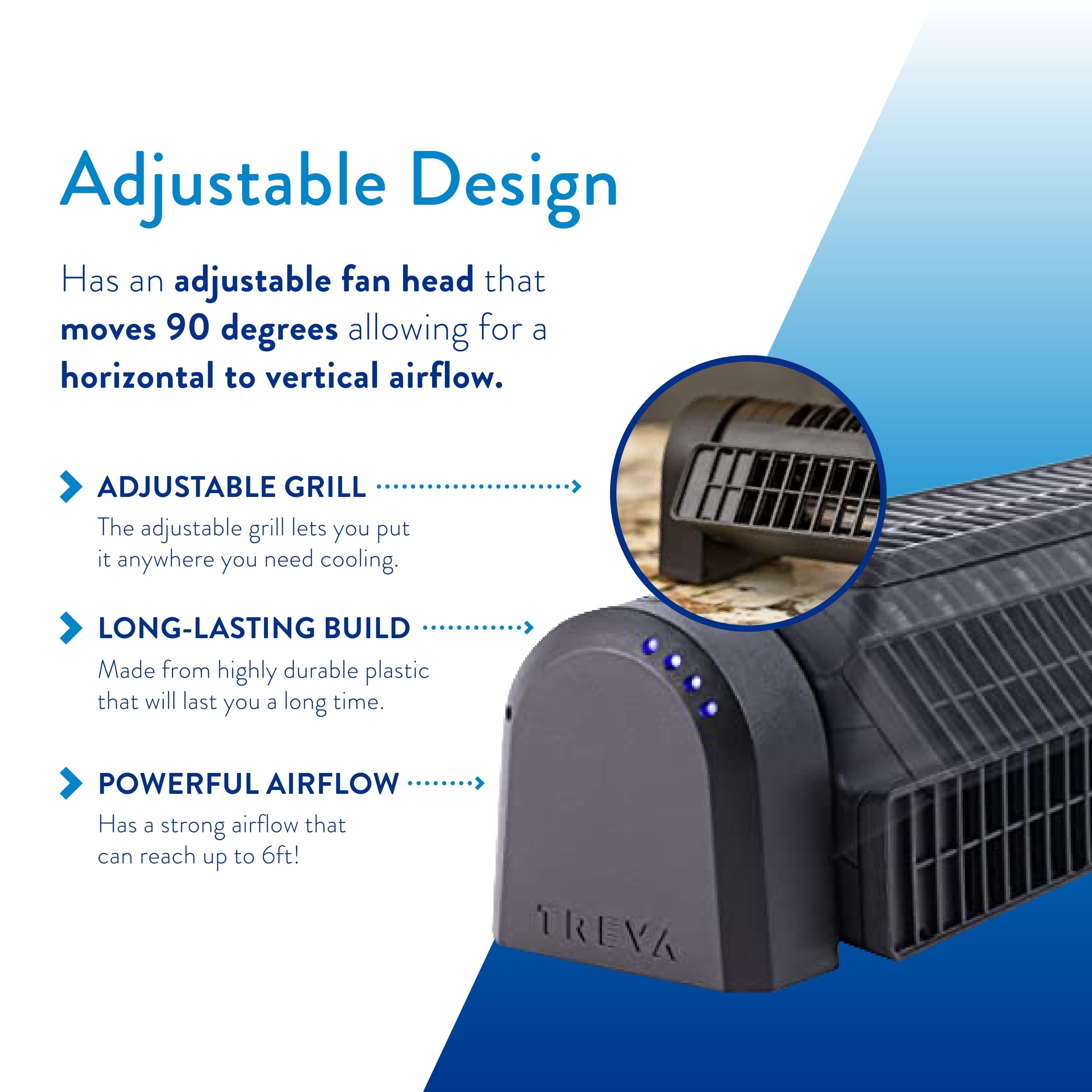 Treva Rechargeable Personal Fan - Portable, Multi-Speed for Home & Office