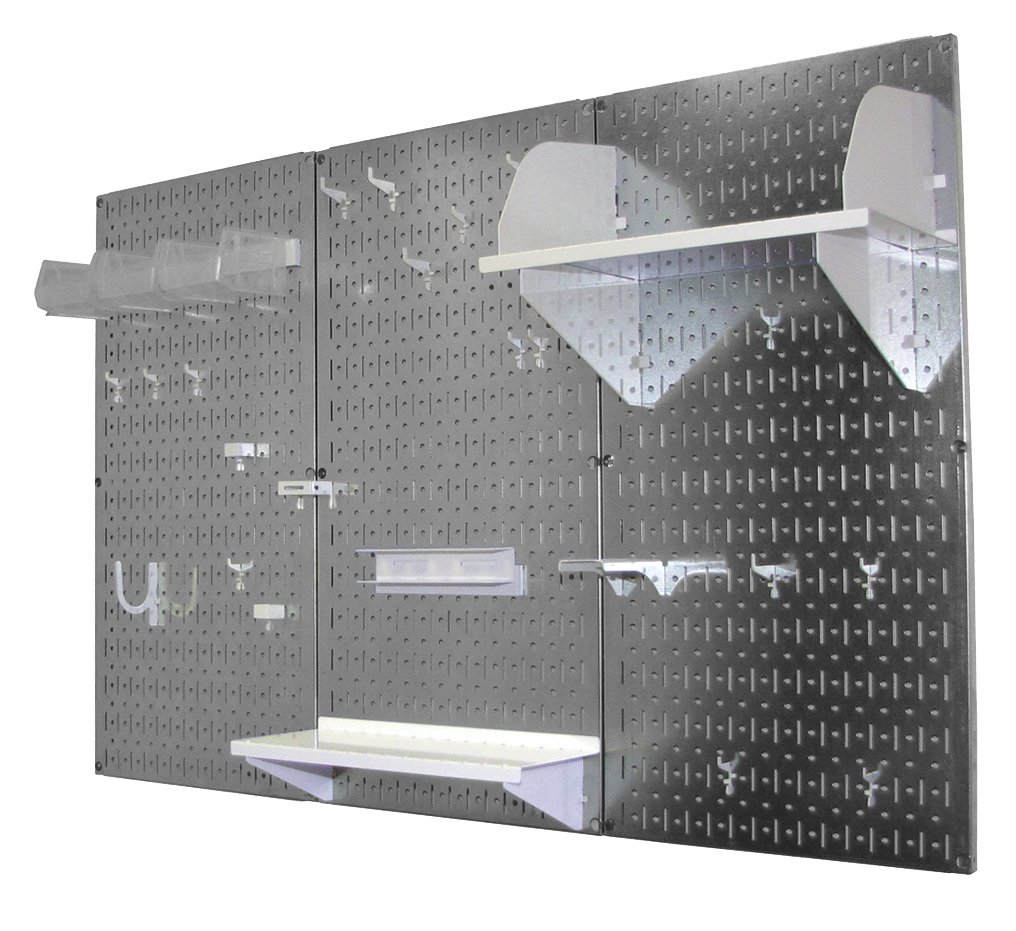 Wall Control Slotted Tool Board Workstation Accessory Kit - White Pegboard Organizer for Garage, Workshop & DIY Projects | Heavy-Duty Metal Tool Storage System with Hooks & Accessories
