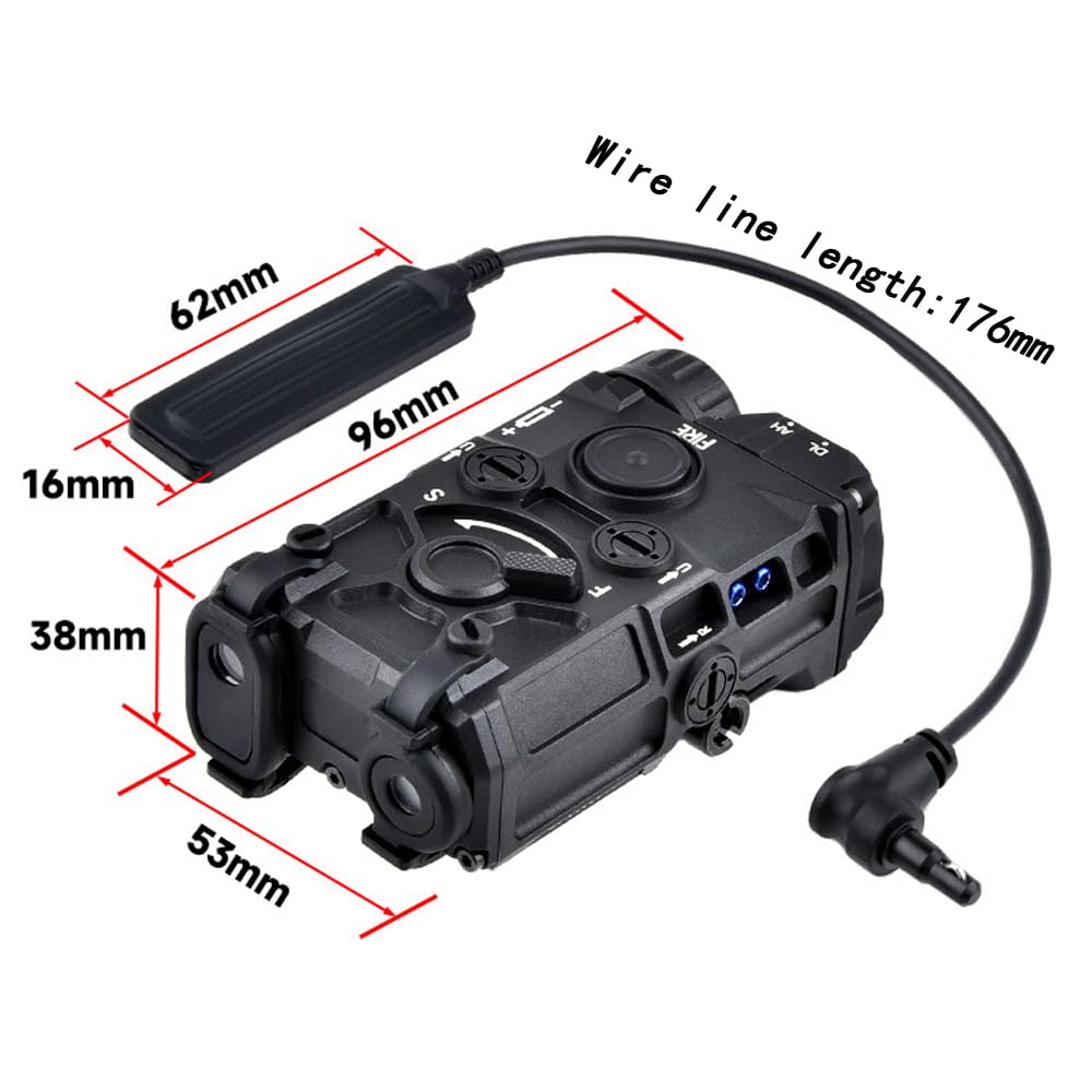 Tactical OG Box Laser Sight with Strobe, Momentary & Constant Modes - White Flashlight + Red/Green/Blue/IR Laser - Includes Pressure Switch for 20mm Rail (Black, Blue Laser) - Perfect for Hunting, Airsoft & Tactical Training