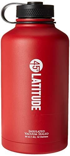 45 Degree Latitude Stainless Steel Beer Growler 64 oz - Keep Your Craft Beer & IPA Fresh at Home, Camping, or Tailgating - Vacuum Insulated & Leak Proof - Red