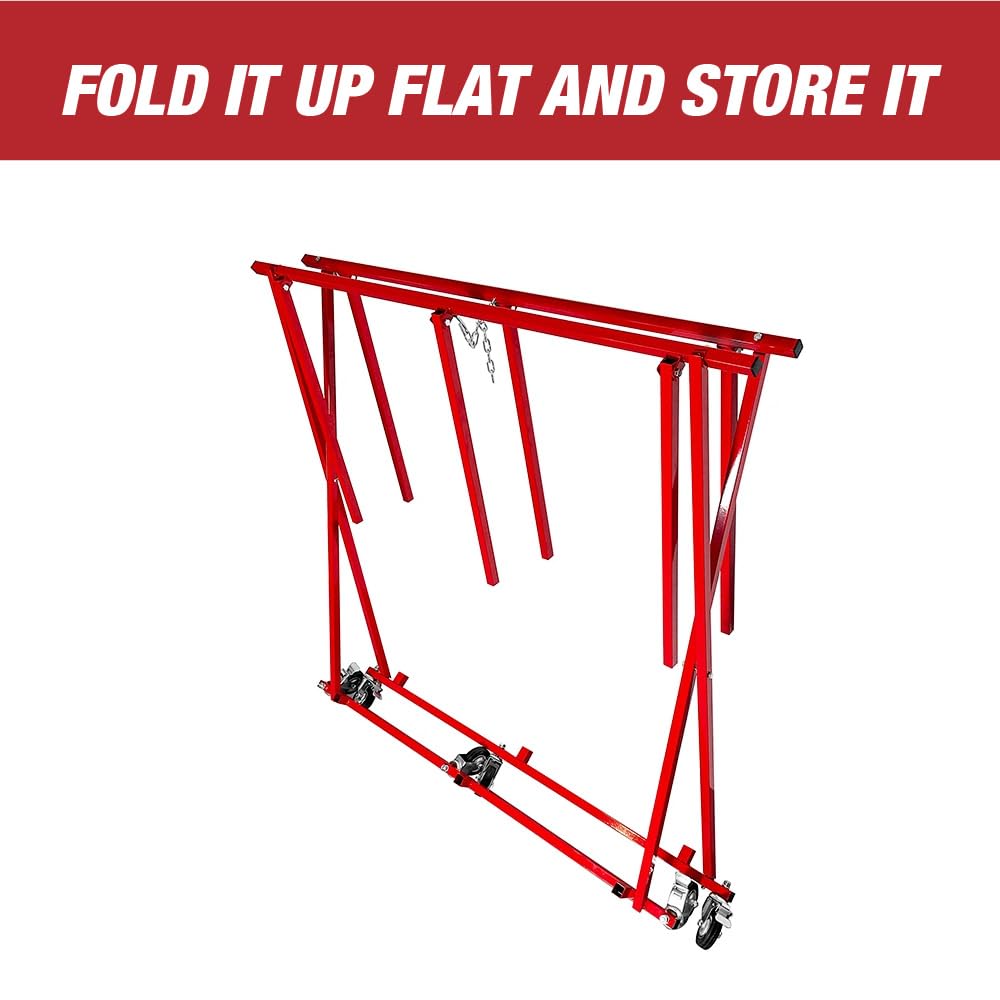 Heavy Duty Folding Pickup Truck Bed Dolly - 800 lbs Capacity Auto Body Cart with Lift Stand | Perfect for Moving Large Items, Auto Repair Shops & Truck Maintenance