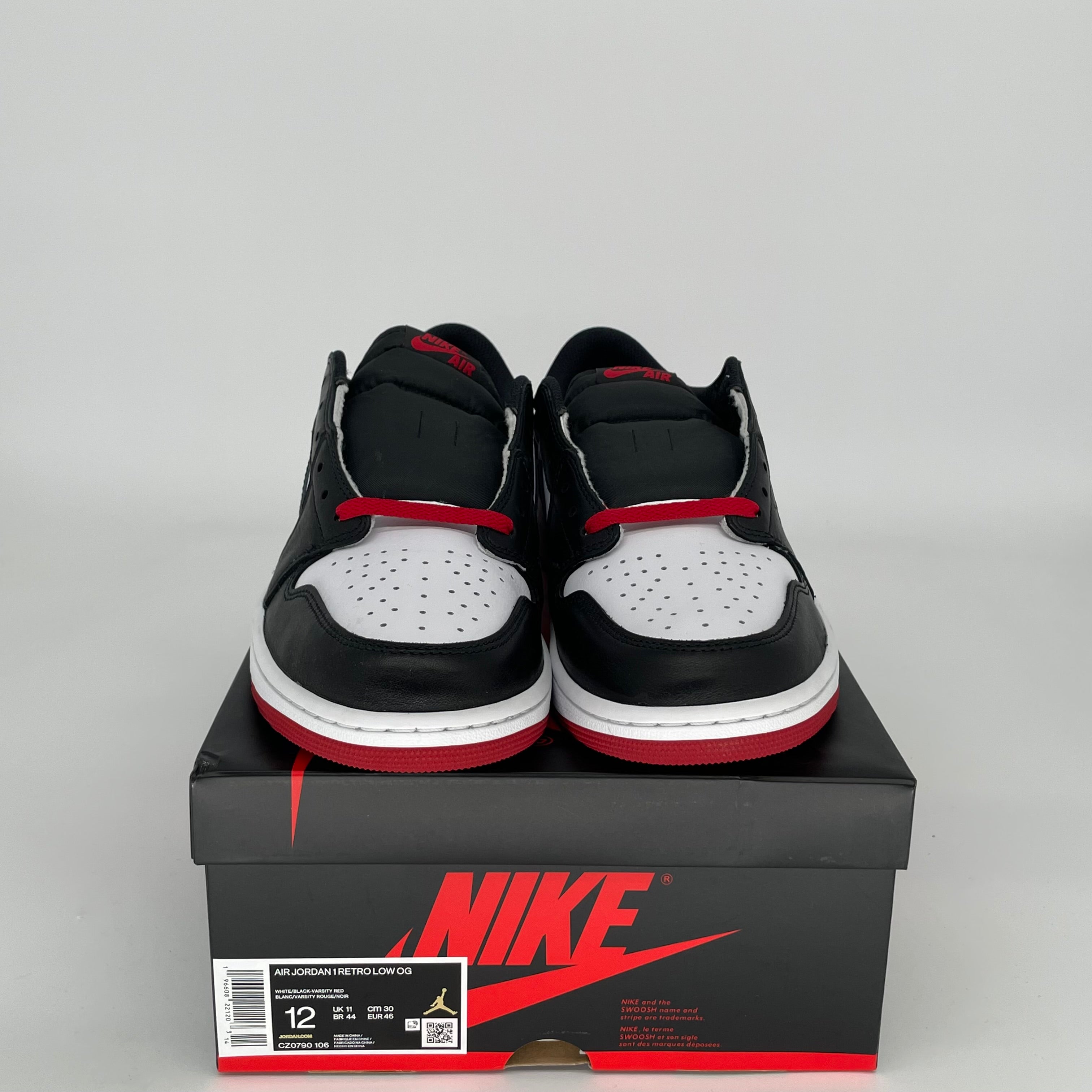 AIR JORDAN 1 LOW Black Toe Men's Basketball Shoes - Size 12 (CZ0790-106) | Retro Style Sneakers for Casual Wear, Street Fashion & Sports