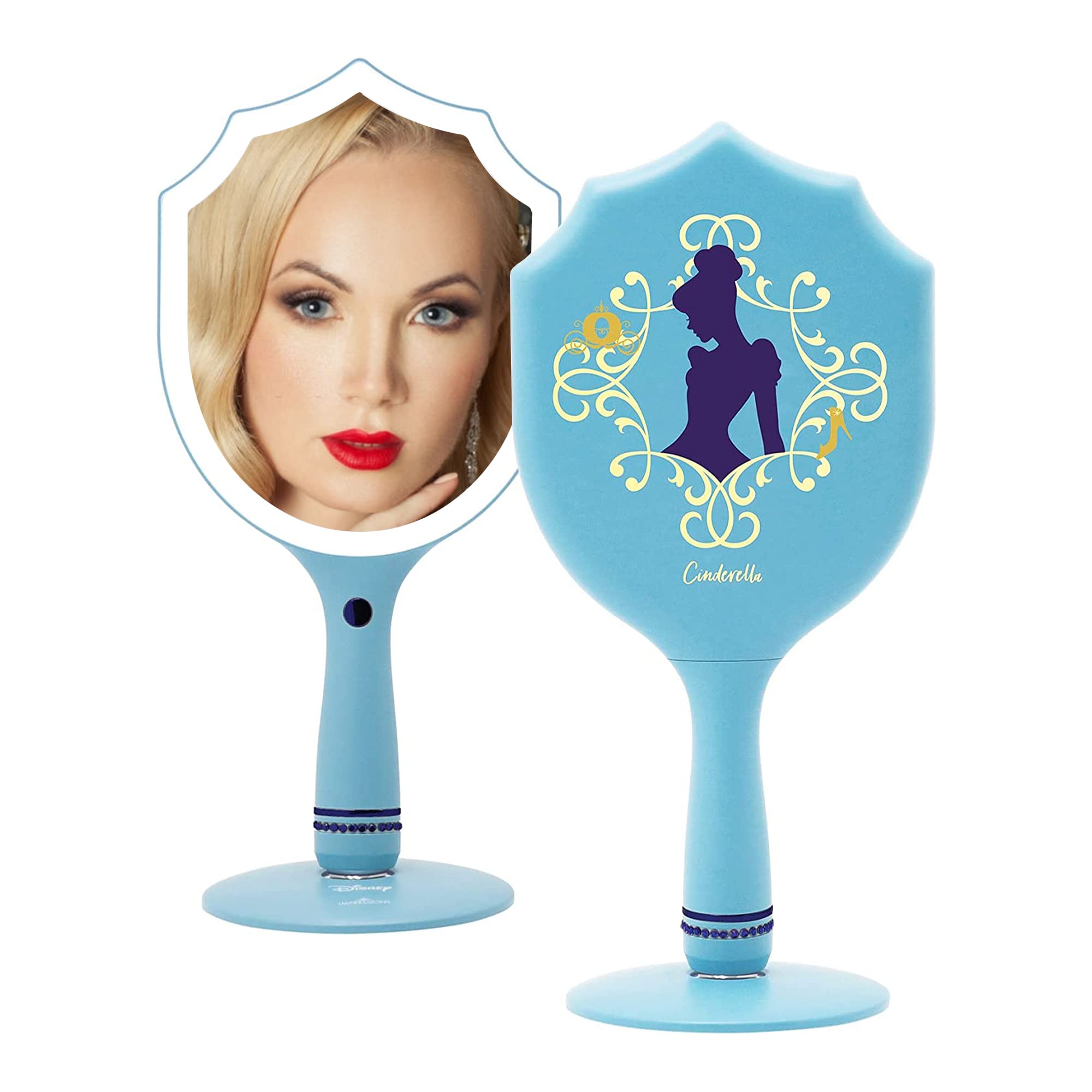 Disney Princess Cinderella LED Makeup Mirror - 3 Color Modes for Travel & Bedroom