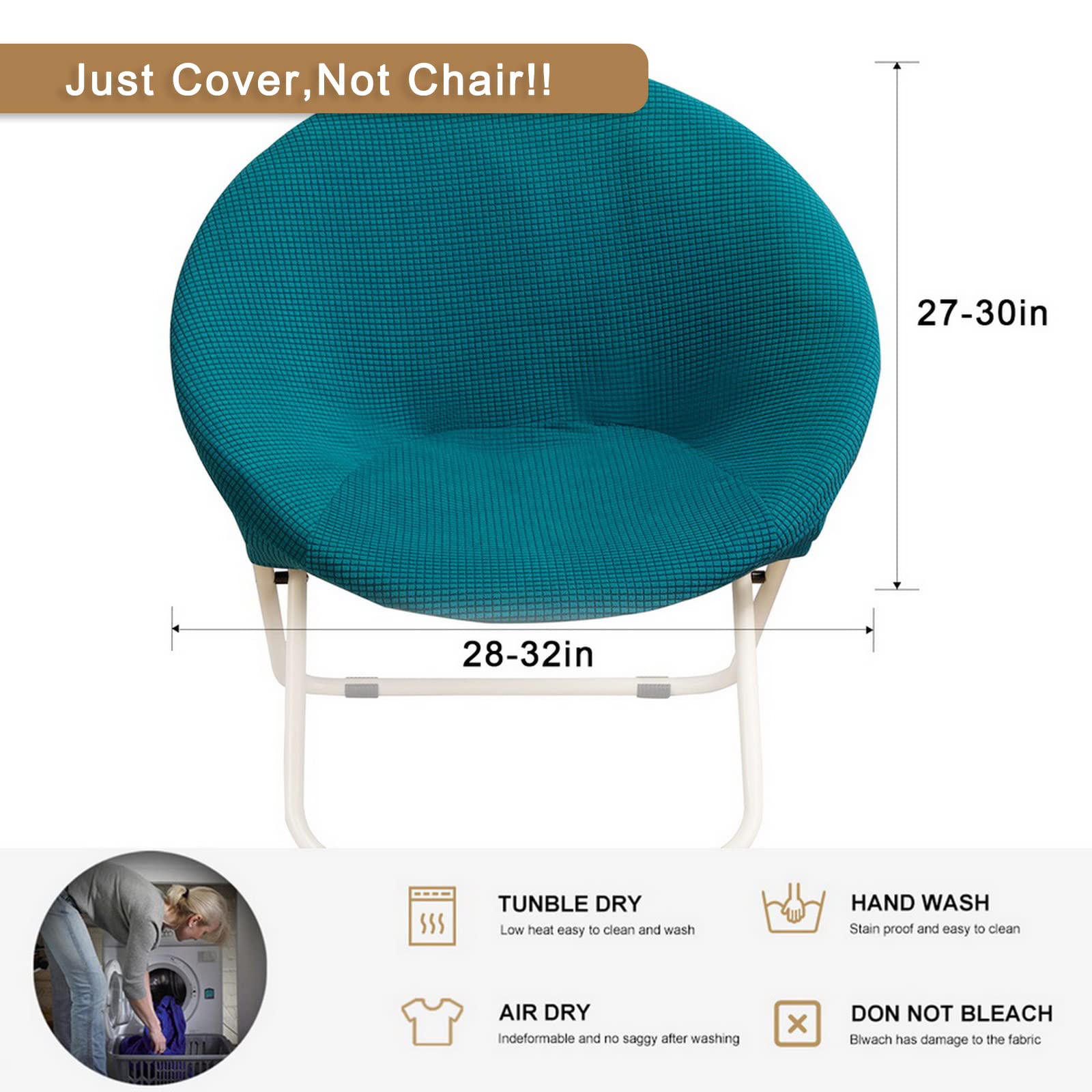 Stretch Jacquard Saucer Chair Slipcover - Removable Spandex Fabric Cover for Round Moon Chairs (Green) | Perfect for Living Room, Bedroom, Dorm or Outdoor Relaxation