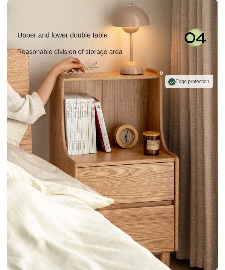 Solid Oak Wood Nightstand - Modern Bedside Table with Drawer for Bedroom, Living Room, or Guest Room - Durable & Stylish Furniture for Home Decor