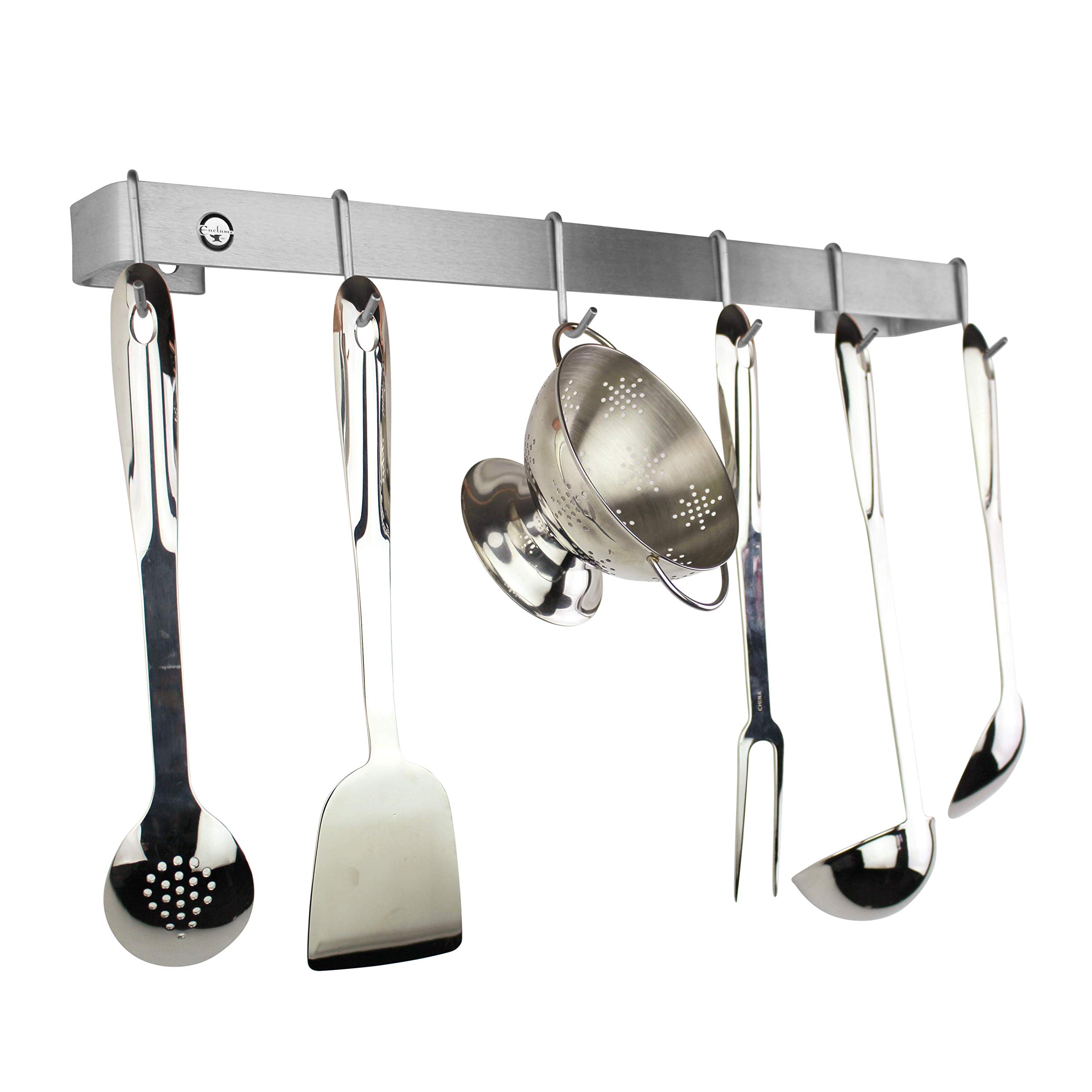Enclume Premier 36-Inch Stainless Steel Wall Mounted Pot Rack & Utensil Organizer - Perfect for Kitchen Storage, Space Saving & Easy Access to Cookware