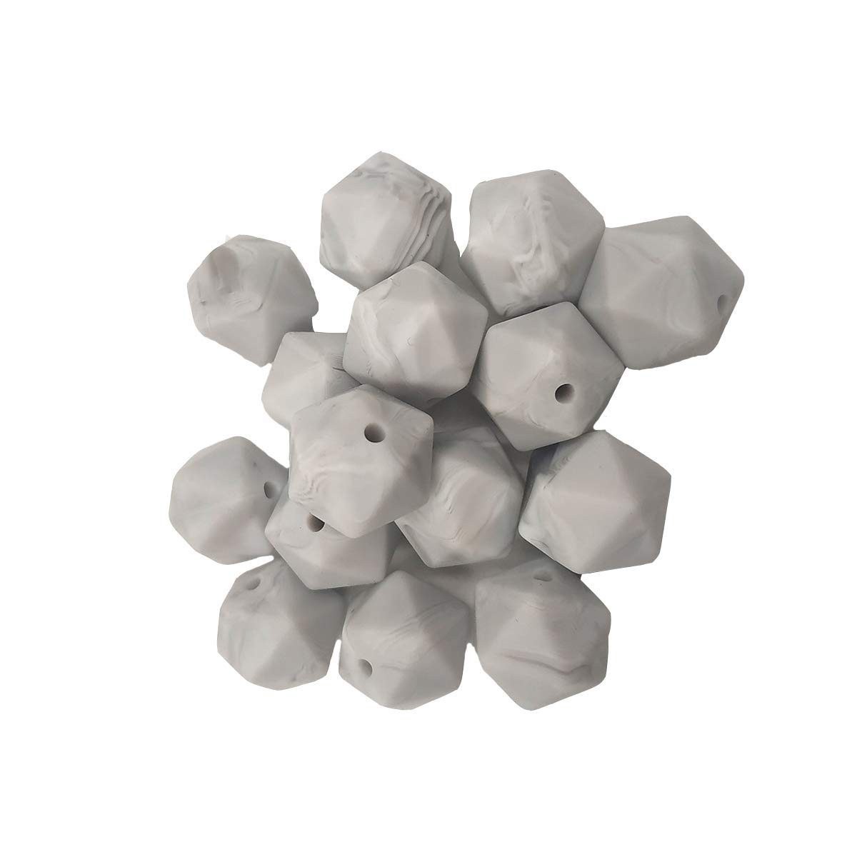 30pcs 17mm Silicone Polygon Beads for DIY Jewelry & Keychains - Craft Supplies for Women